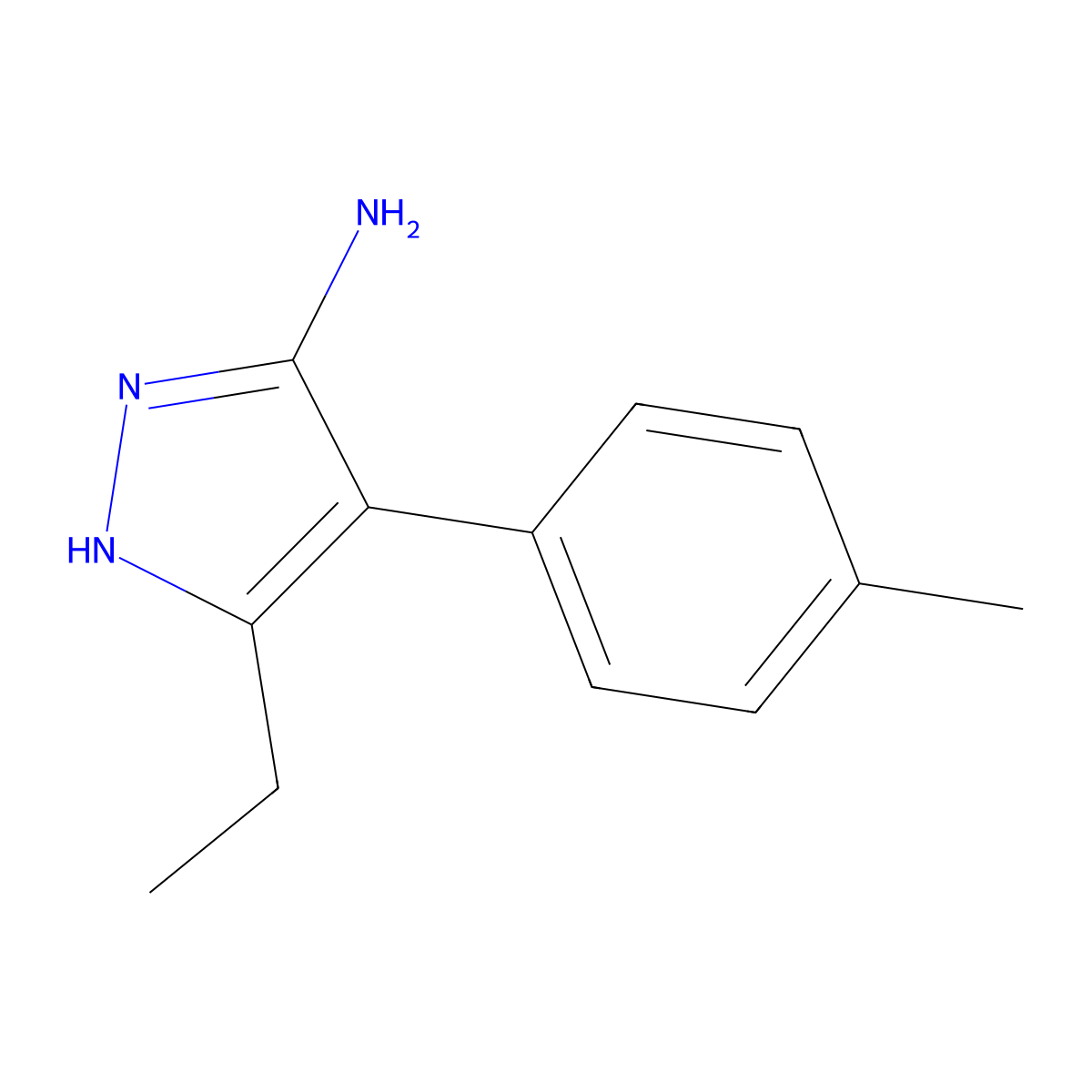 3-Ethyl-4-(4-methylphenyl)-1H-pyrazol-5-amine molecular structure, CAS 1119391-28-4