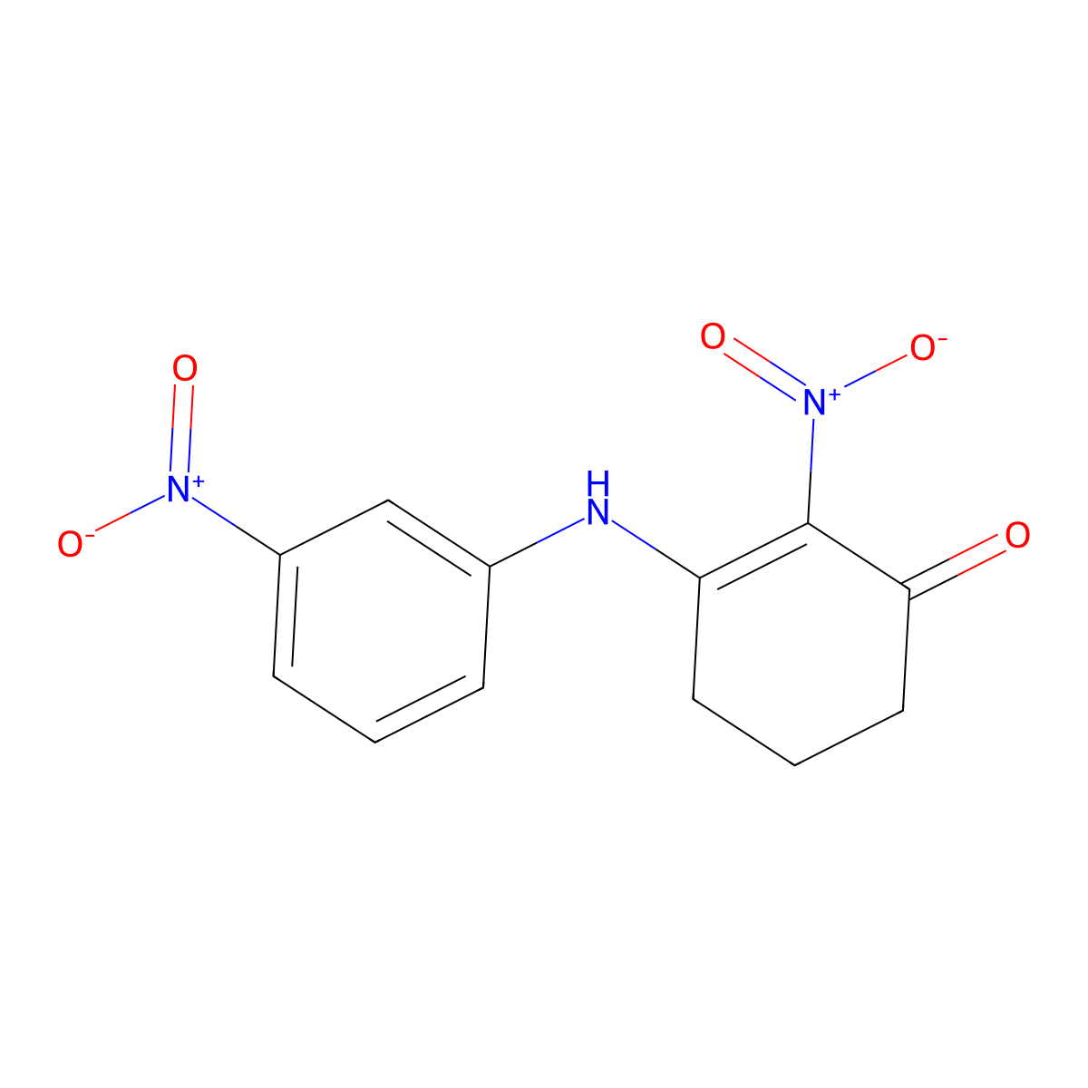 2-Nitro-3-((3-nitrophenyl)amino)cyclohex-2-EN-1-one molecular structure, CAS 1119391-67-1
