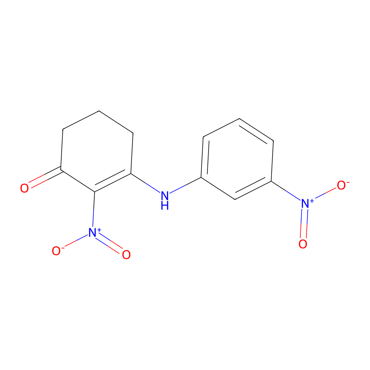 2-Nitro-3-((3-nitrophenyl)amino)cyclohex-2-EN-1-one molecular structure, CAS 1119391-67-1