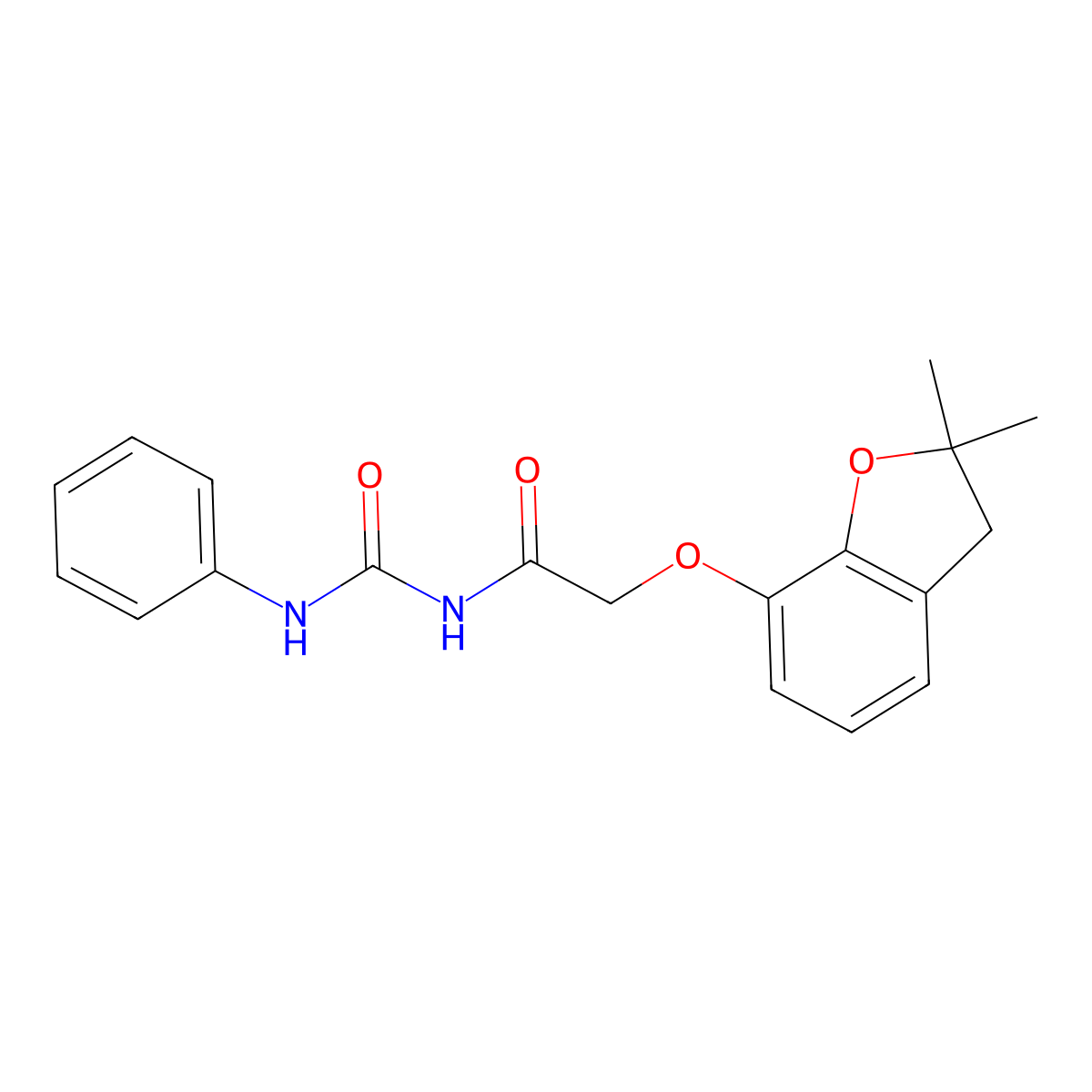 1-(2-(2,2-Dimethyl(3-oxaindan-4-yloxy))acetyl)-3-(phenyl)urea molecular structure, CAS 1119391-76-2