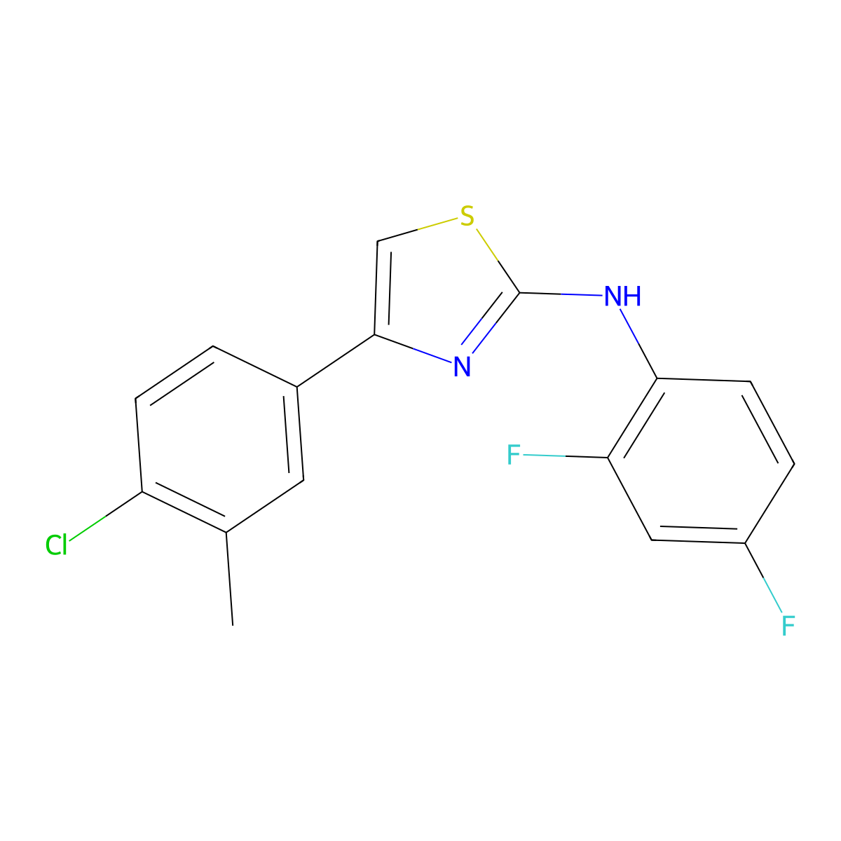 (2,4-Difluorophenyl)(4-(4-chloro-3-methylphenyl)(2,5-thiazolyl))amine molecular structure, CAS 1119391-79-5