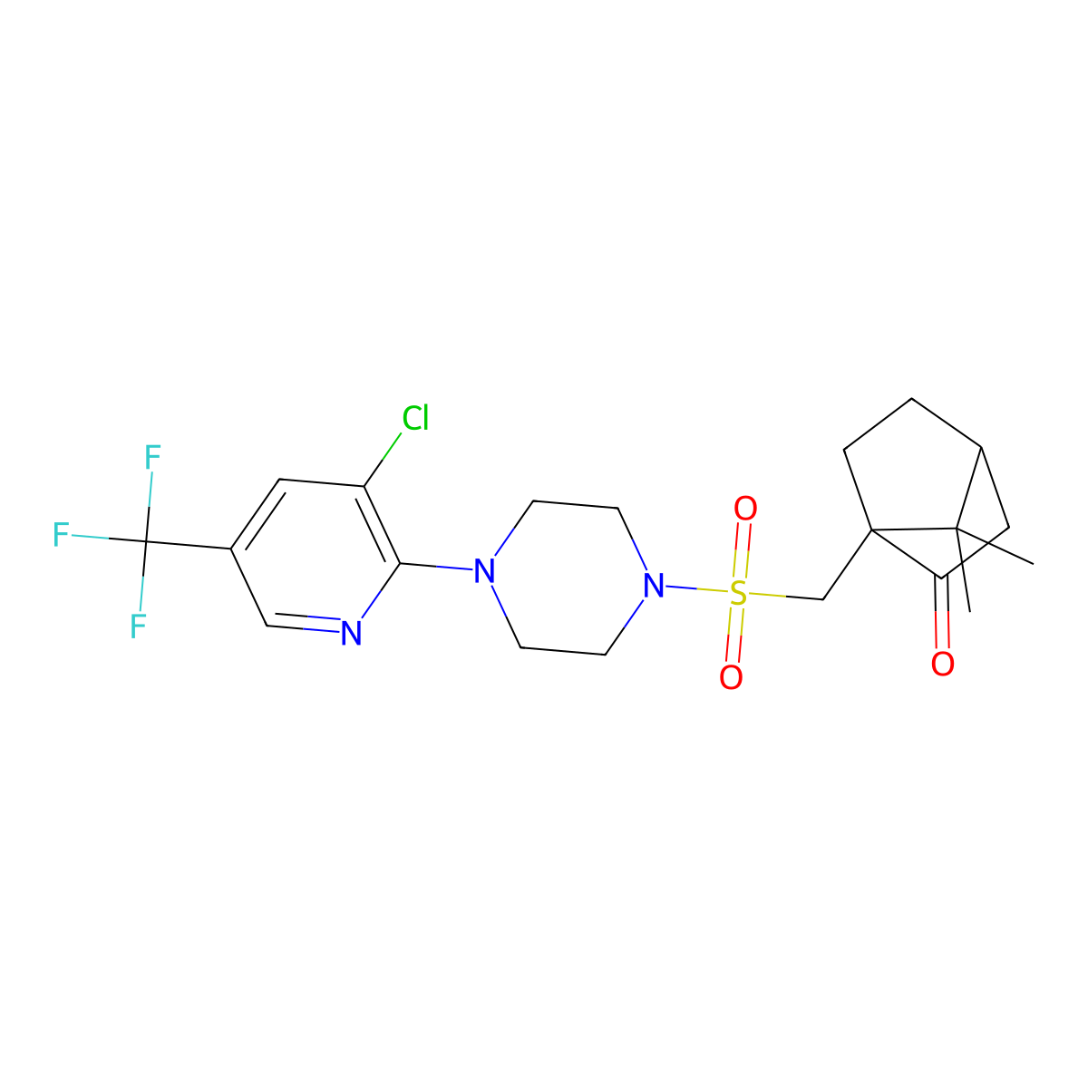 1-(((4-(3-Chloro-5-(trifluoromethyl)(2-pyridyl))piperazinyl)sulfonyl)methyl)-7,7-dimethylbicyclo[2.2.1]heptan-2-one molecular structure, CAS 1119391-86-4