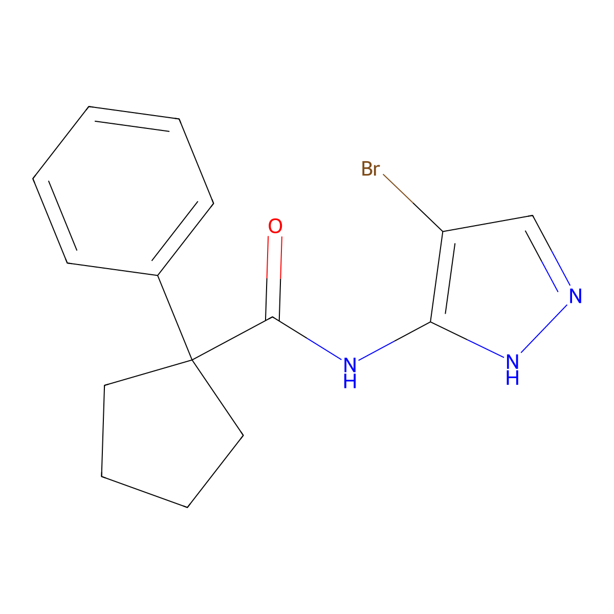 N-(4-bromo-1H-pyrazol-5-yl)-1-phenylcyclopentane-1-carboxamide molecular structure, CAS 1119392-06-1