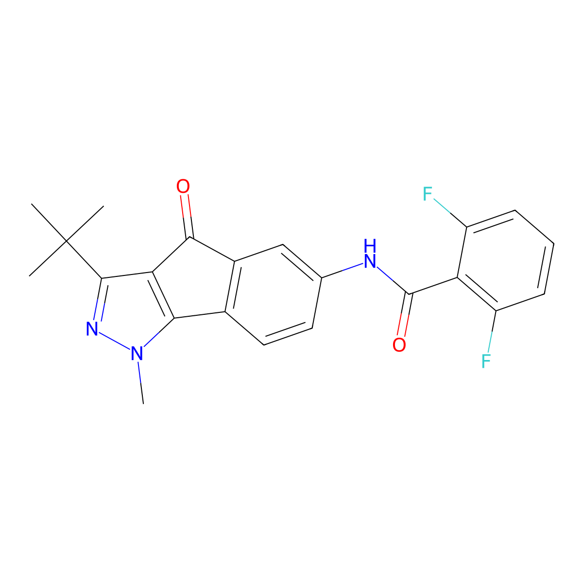 (2,6-Difluorophenyl)-N-(3-(tert-butyl)-1-methyl-4-oxoindeno[2,3-D]pyrazol-6-YL)formamide molecular structure, CAS 1119392-24-3