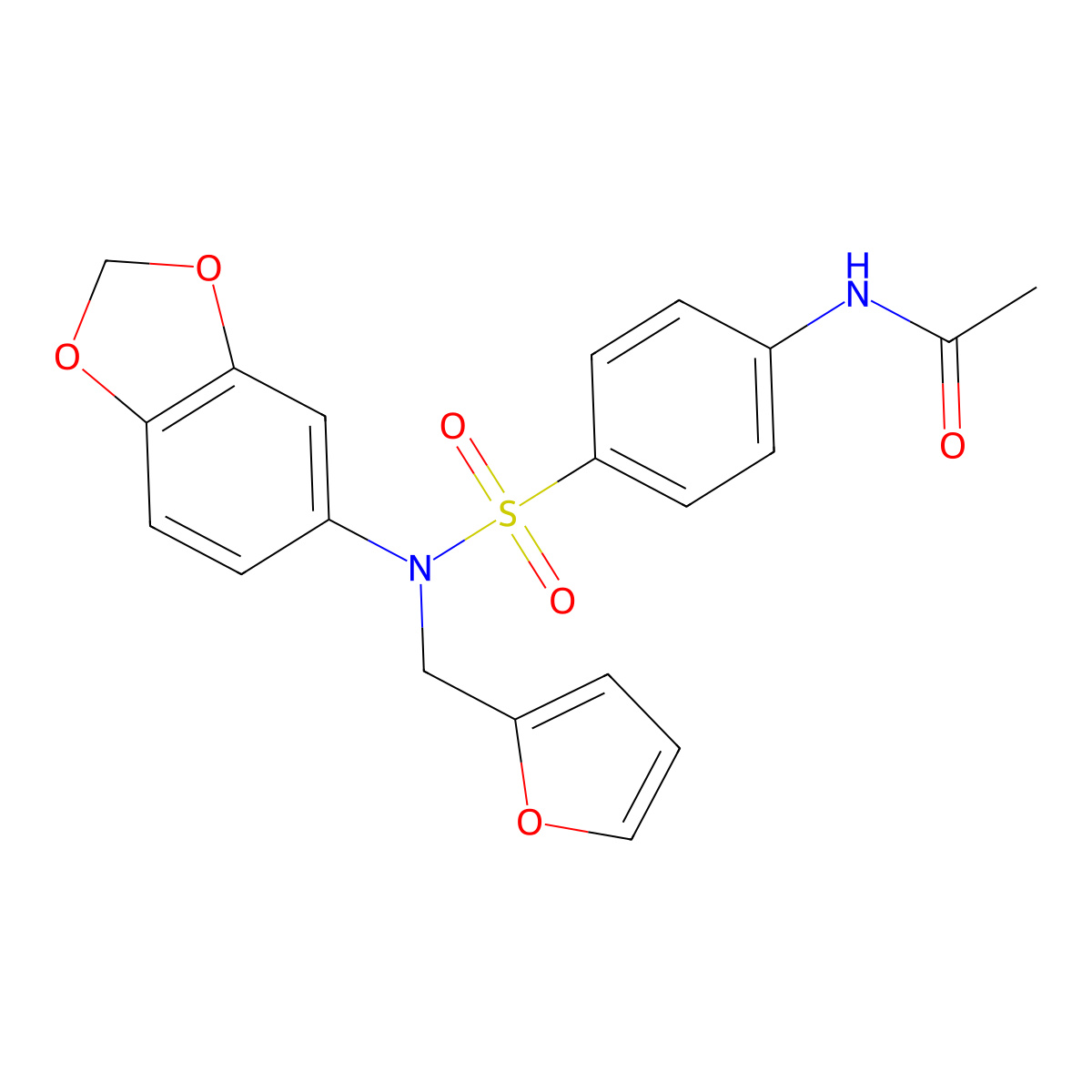 N-(4-((Benzo[D]1,3-dioxolen-5-YL(2-furylmethyl)amino)sulfonyl)phenyl)ethanamide molecular structure, CAS 1119392-26-5