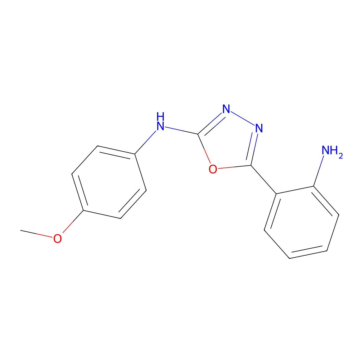 5-(2-aminophenyl)-N-(4-methoxyphenyl)-1,3,4-oxadiazol-2-amine molecular structure, CAS 1119392-43-6
