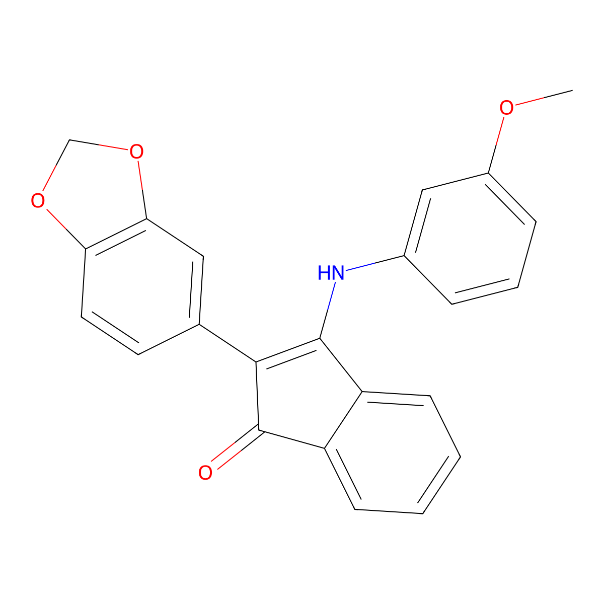 2-Benzo[D]1,3-dioxolen-5-YL-3-((3-methoxyphenyl)amino)inden-1-one molecular structure, CAS 1119392-49-2