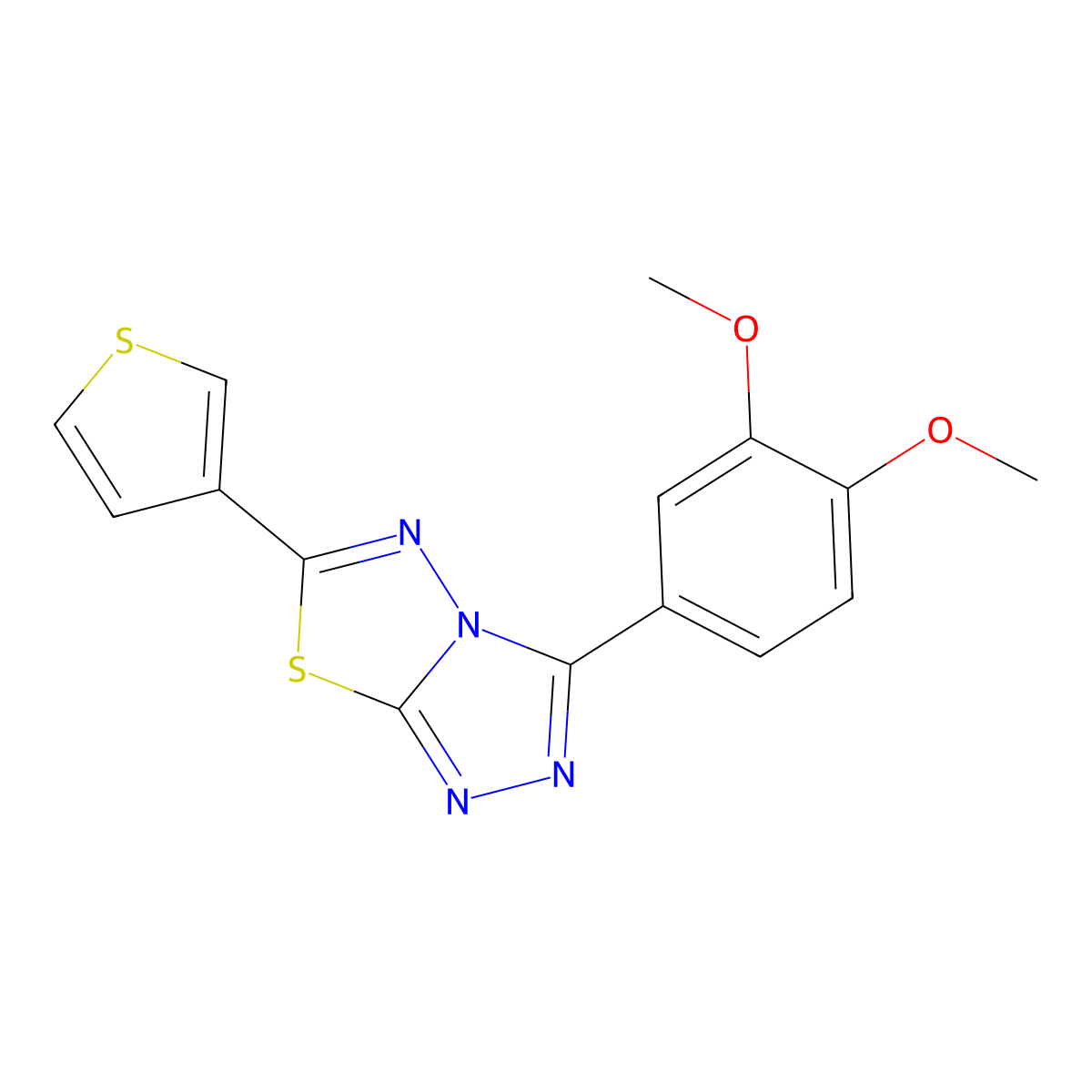 3-(3,4-Dimethoxyphenyl)-6-(thiophen-3-yl)-[1,2,4]triazolo[3,4-b][1,3,4]thiadiazole molecular structure, CAS 1119393-61-1