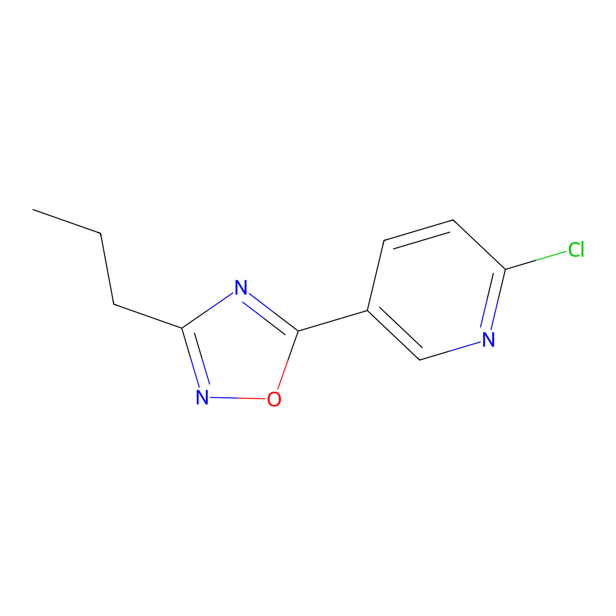 2-Chloro-5-(3-propyl-1,2,4-oxadiazol-5-yl)pyridine molecular structure, CAS 1119396-03-0
