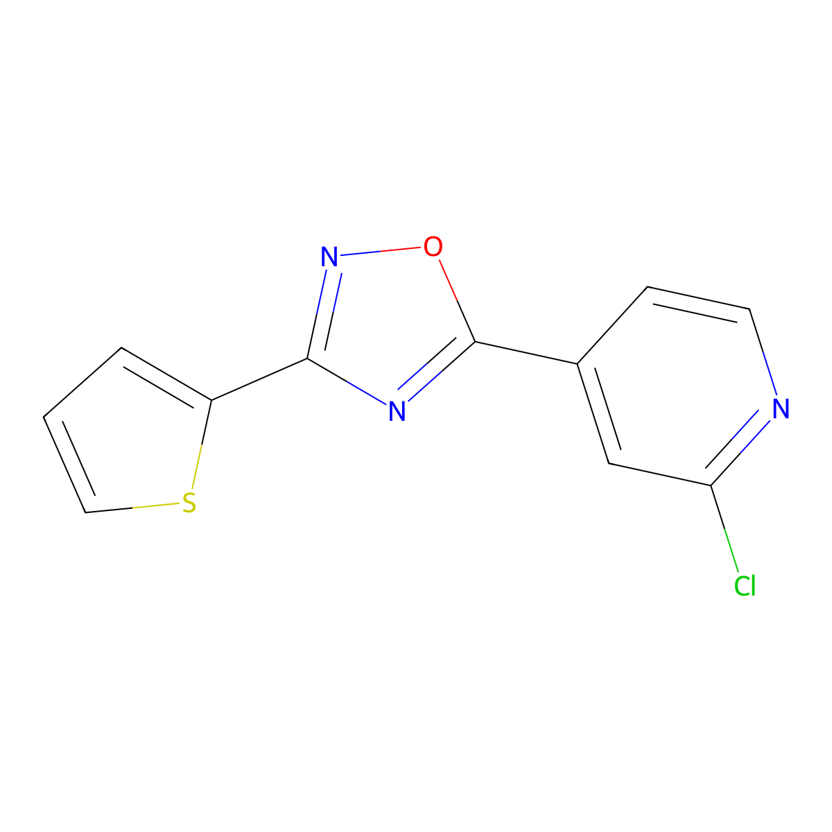 5-(2-Chloropyridin-4-yl)-3-(thiophen-2-yl)-1,2,4-oxadiazole molecular structure, CAS 1119396-27-8