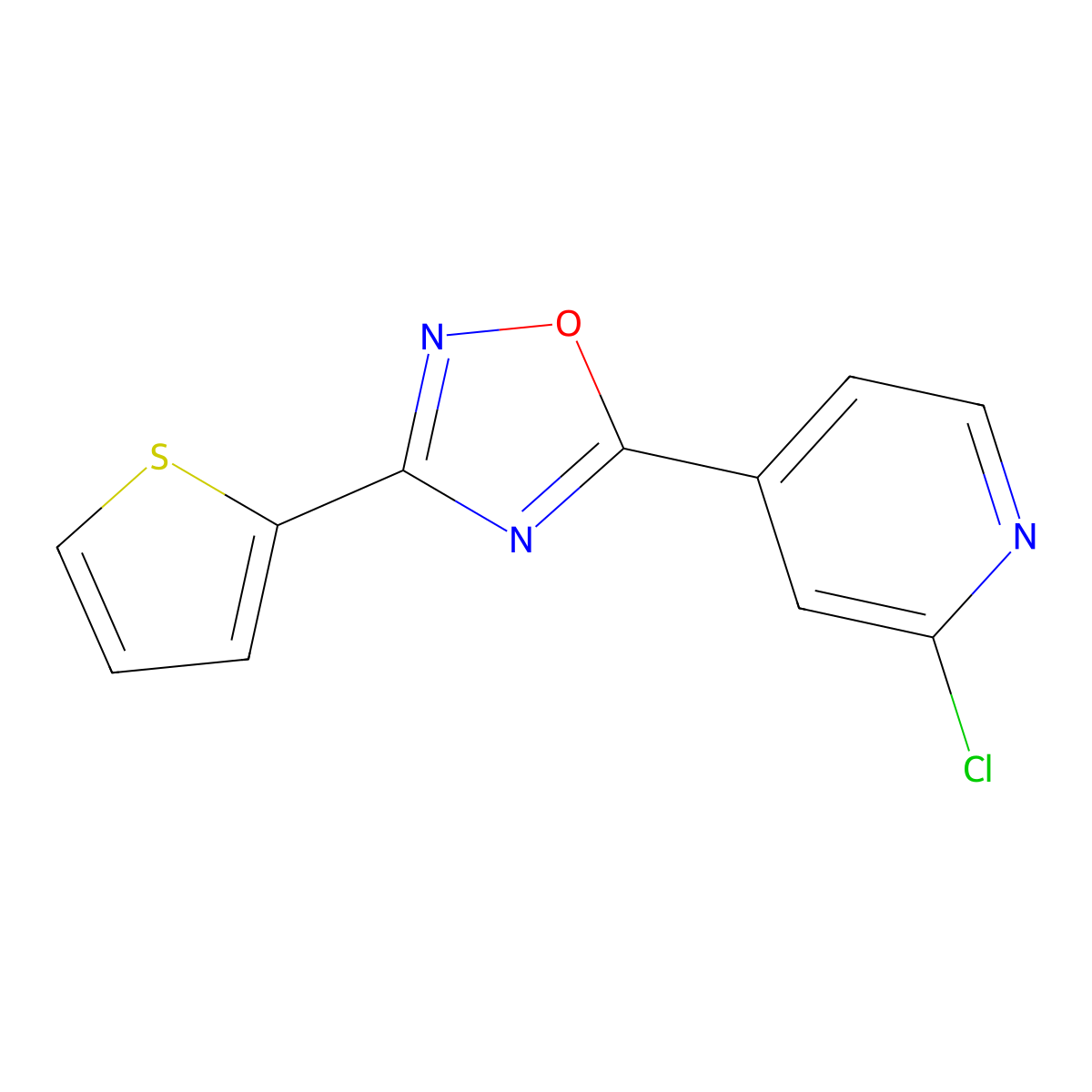 5-(2-Chloropyridin-4-yl)-3-(thiophen-2-yl)-1,2,4-oxadiazole molecular structure, CAS 1119396-27-8
