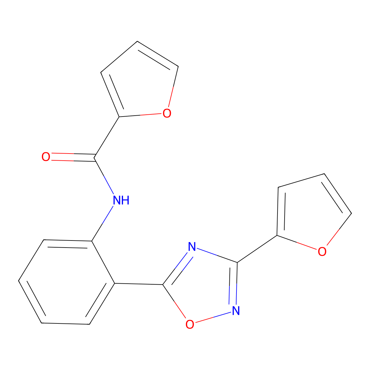 N-(2-(3-(furan-2-yl)-1,2,4-oxadiazol-5-yl)phenyl)furan-2-carboxamide molecular structure, CAS 1119398-59-2