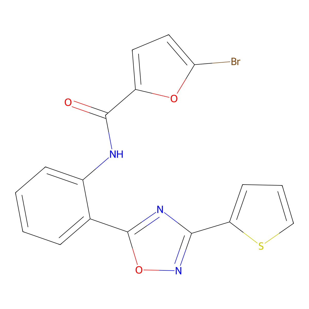 5-bromo-N-{2-[3-(2-thienyl)-1,2,4-oxadiazol-5-yl]phenyl}-2-furamide molecular structure, CAS 1119398-71-8