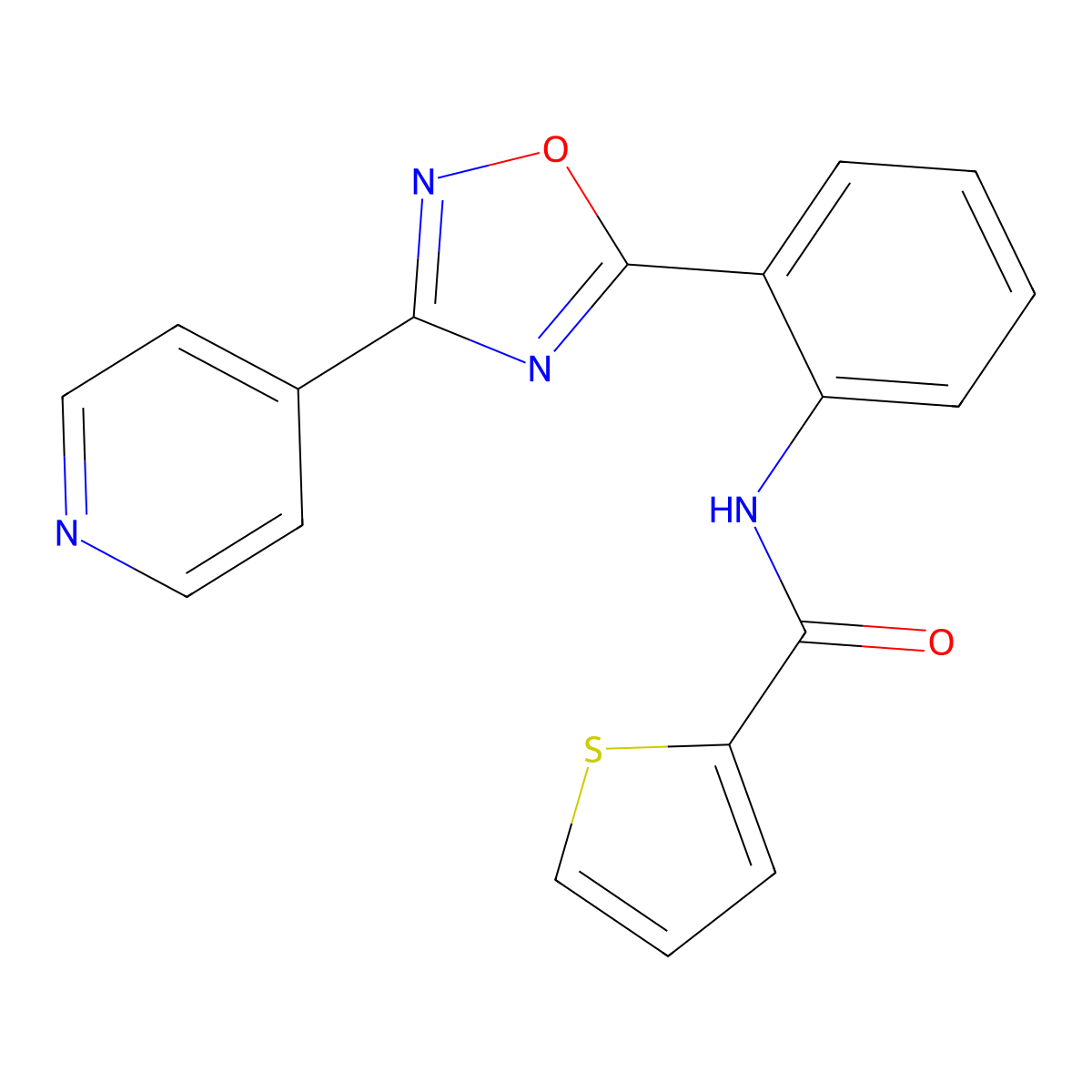 N-{2-[3-(4-pyridinyl)-1,2,4-oxadiazol-5-yl]phenyl}-2-thiophenecarboxamide molecular structure, CAS 1119398-99-0