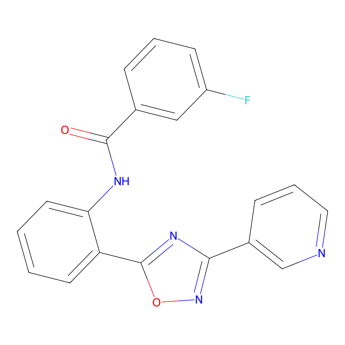 3-fluoro-N-(2-(3-(pyridin-3-yl)-1,2,4-oxadiazol-5-yl)phenyl)benzamide molecular structure, CAS 1119400-48-4