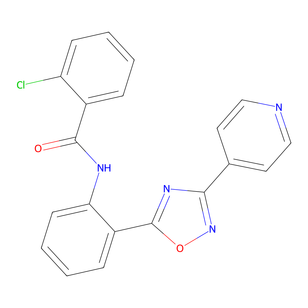 2-chloro-N-{2-[3-(4-pyridinyl)-1,2,4-oxadiazol-5-yl]phenyl}benzamide molecular structure, CAS 1119400-91-7