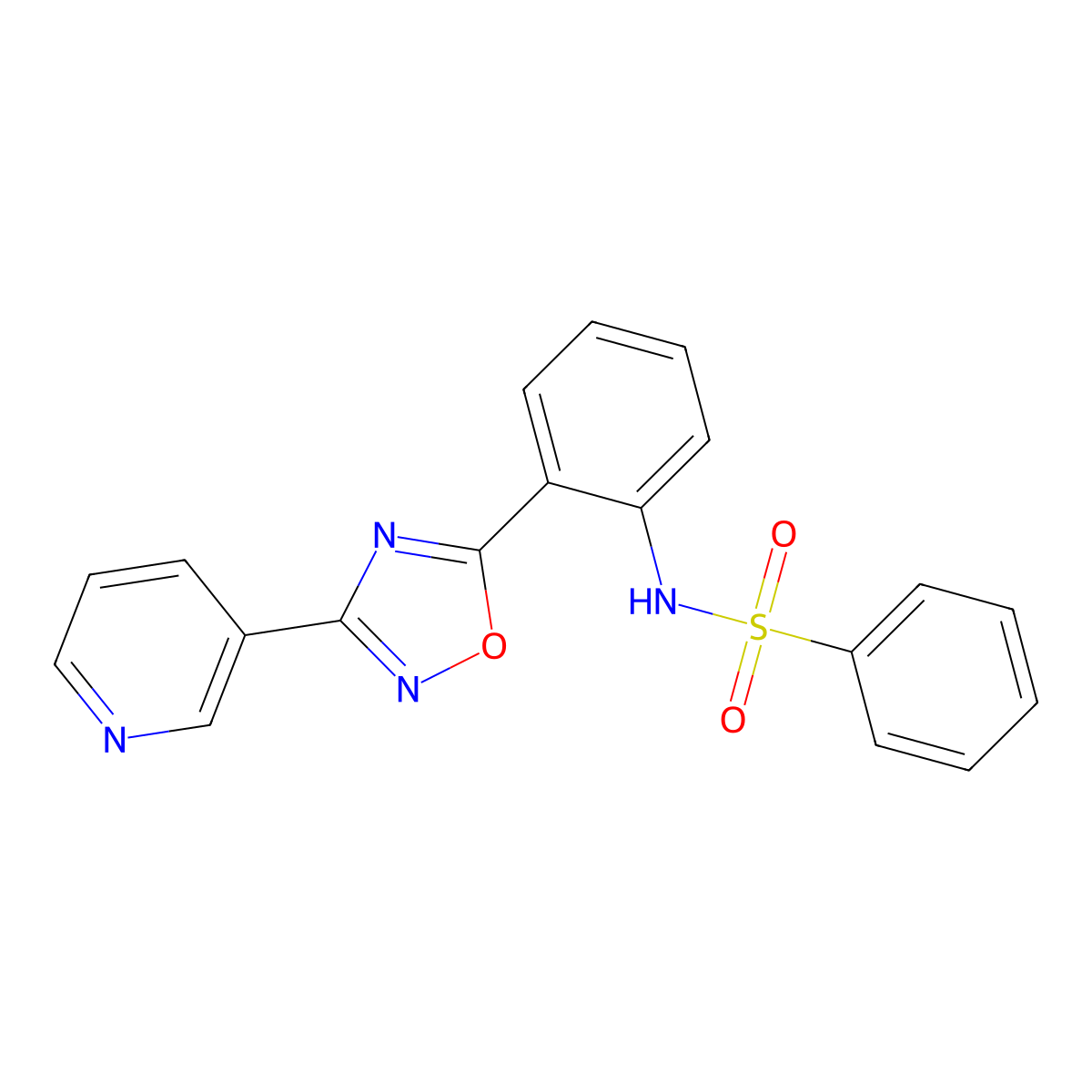 N-(2-(3-(pyridin-3-yl)-1,2,4-oxadiazol-5-yl)phenyl)benzenesulfonamide molecular structure, CAS 1119401-02-3