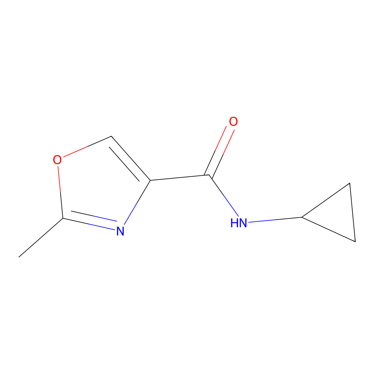 N-cyclopropyl-2-methyl-1,3-oxazole-4-carboxamide molecular structure, CAS 1119402-11-7