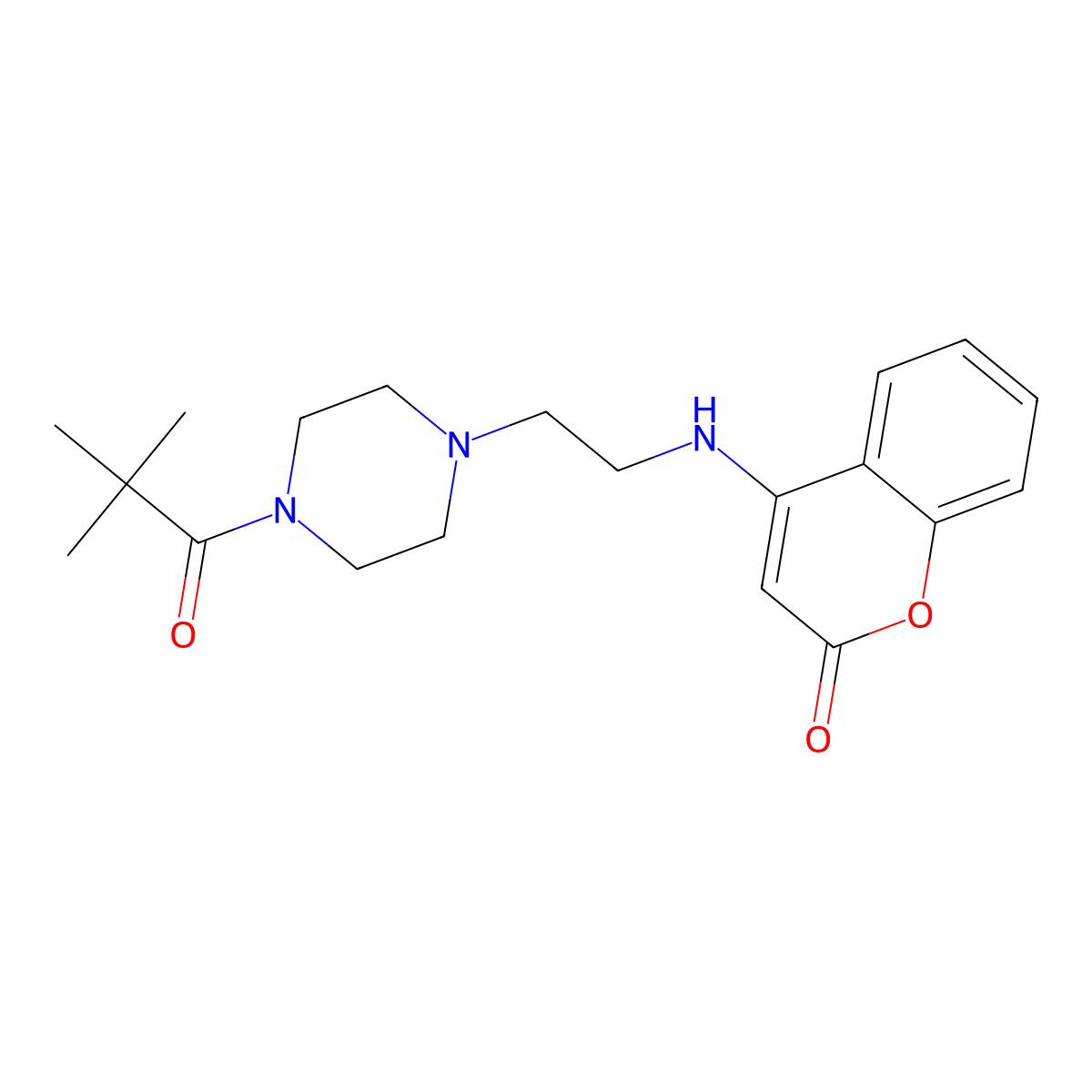 4-({2-[4-(2,2-dimethylpropanoyl)piperazin-1-yl]ethyl}amino)-2H-chromen-2-one molecular structure, CAS 1119402-44-6