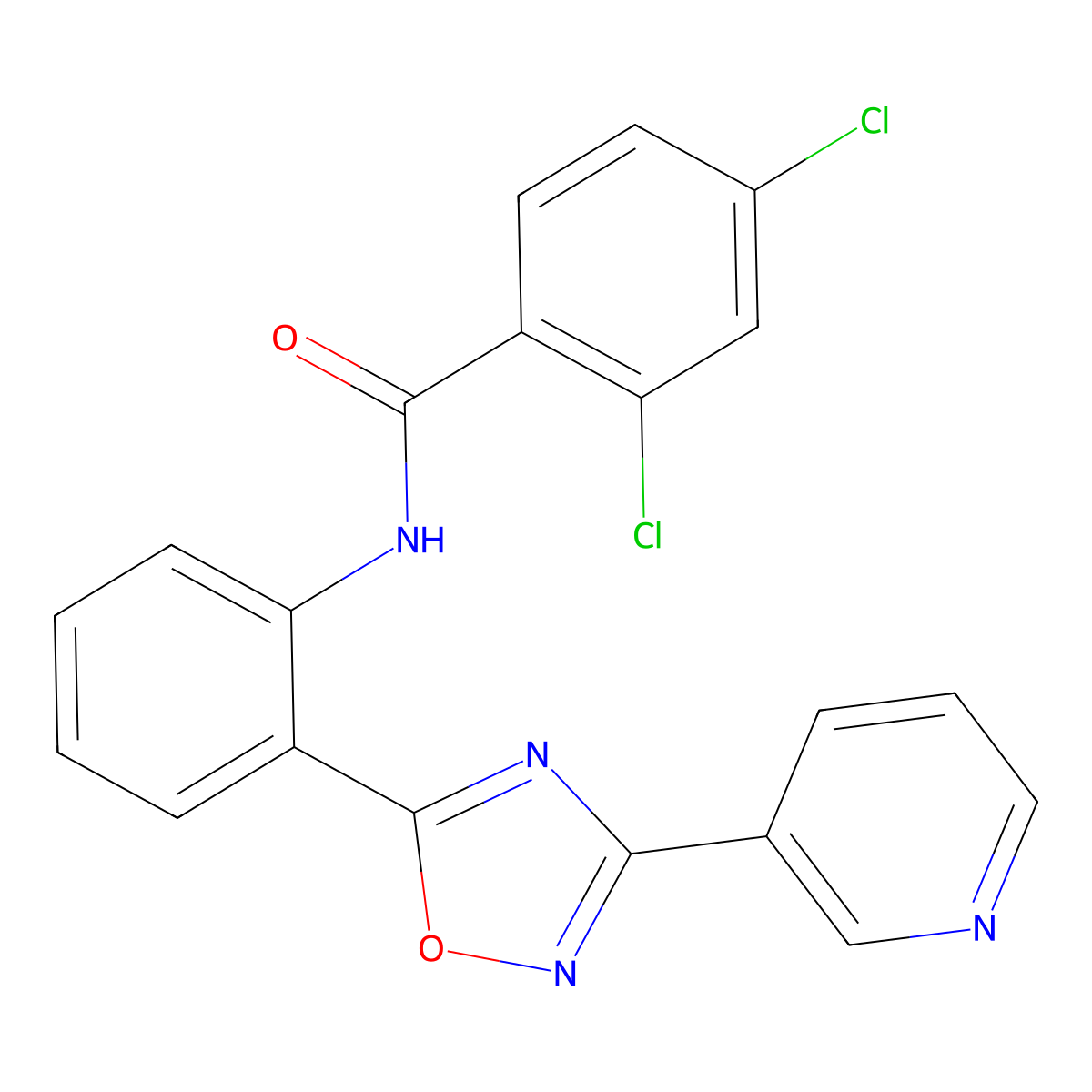 2,4-dichloro-N-{2-[3-(3-pyridinyl)-1,2,4-oxadiazol-5-yl]phenyl}benzamide molecular structure, CAS 1119402-57-1