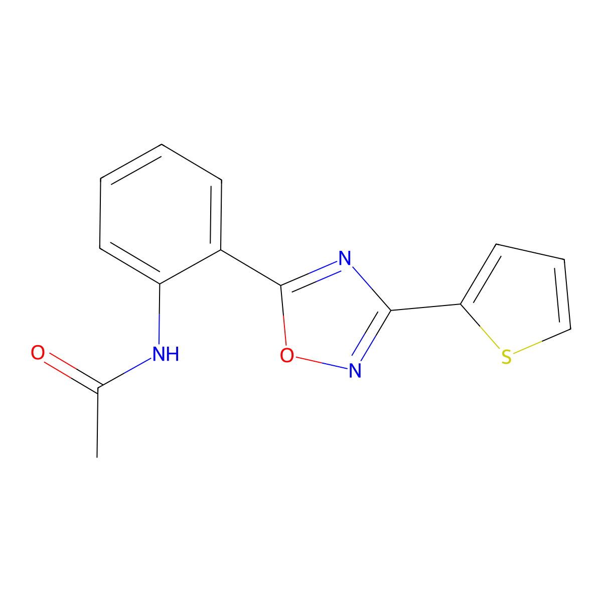 N-[2-(3-thiophen-2-yl-1,2,4-oxadiazol-5-yl)phenyl]acetamide molecular structure, CAS 1119403-00-7