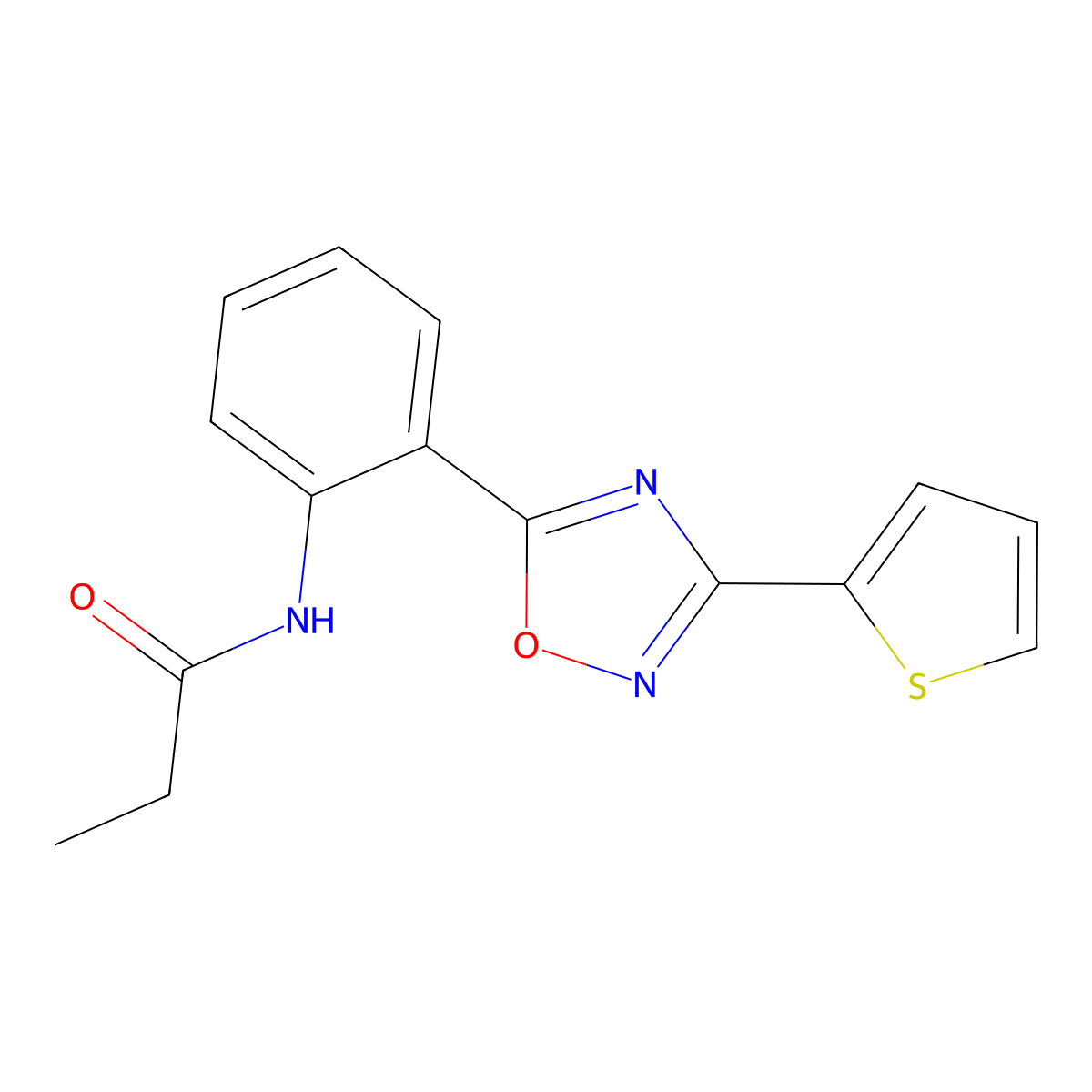 N-{2-[3-(thiophen-2-yl)-1,2,4-oxadiazol-5-yl]phenyl}propanamide molecular structure, CAS 1119403-24-5
