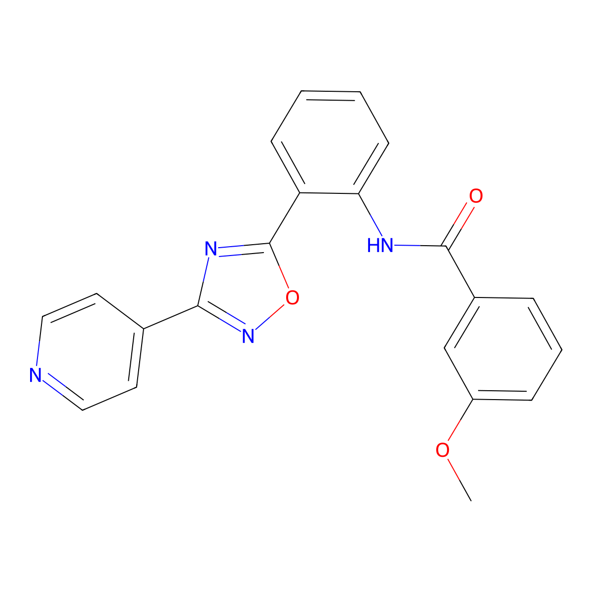3-methoxy-N-{2-[3-(4-pyridinyl)-1,2,4-oxadiazol-5-yl]phenyl}benzamide molecular structure, CAS 1119412-93-9