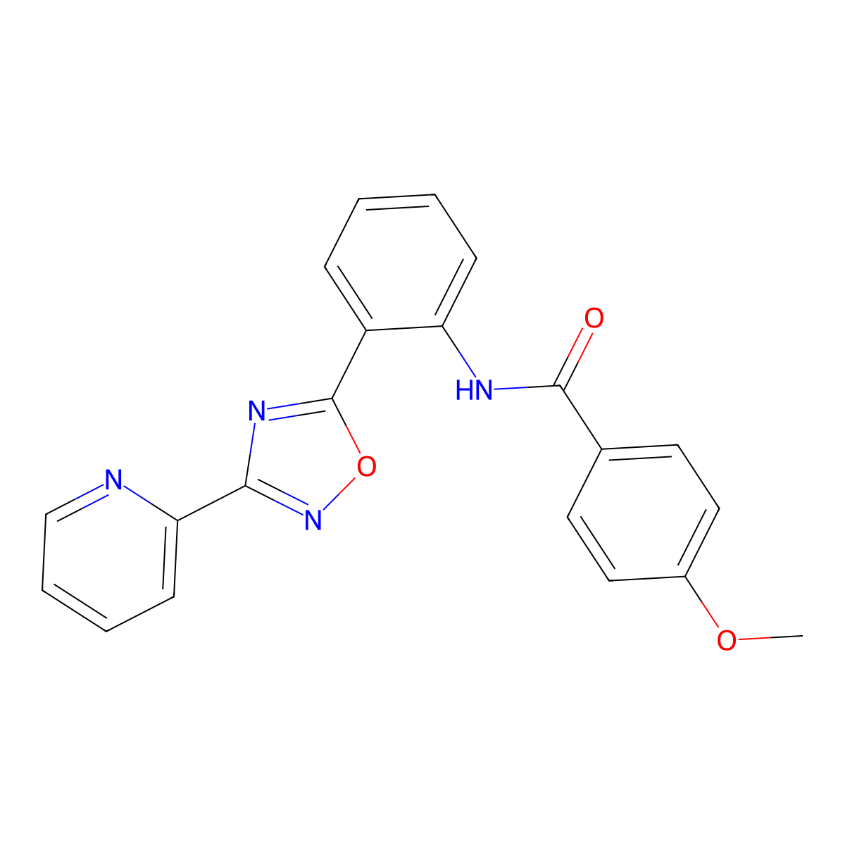 4-methoxy-N-{2-[3-(2-pyridinyl)-1,2,4-oxadiazol-5-yl]phenyl}benzamide molecular structure, CAS 1119413-01-2