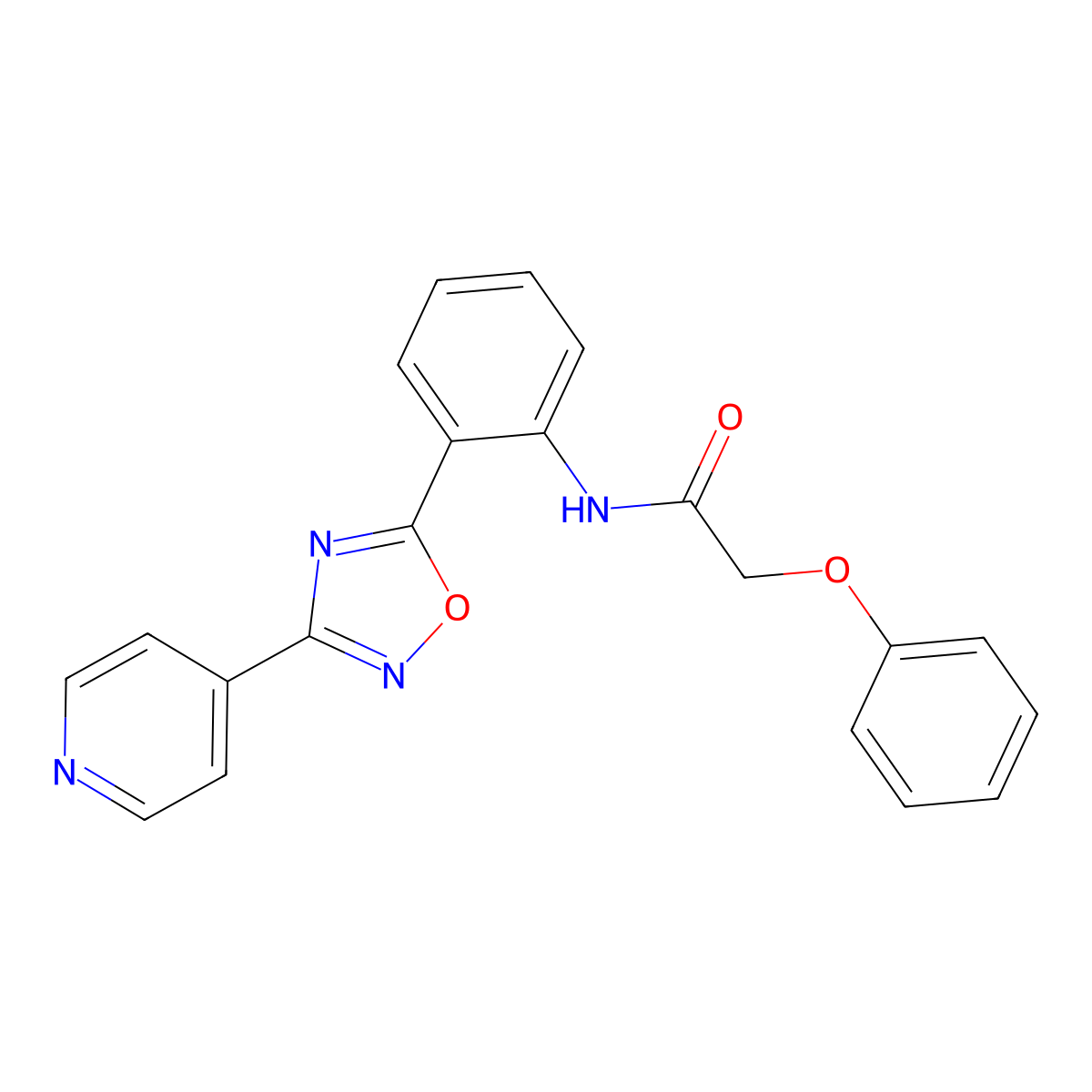 2-phenoxy-N-{2-[3-(4-pyridinyl)-1,2,4-oxadiazol-5-yl]phenyl}acetamide molecular structure, CAS 1119414-03-7