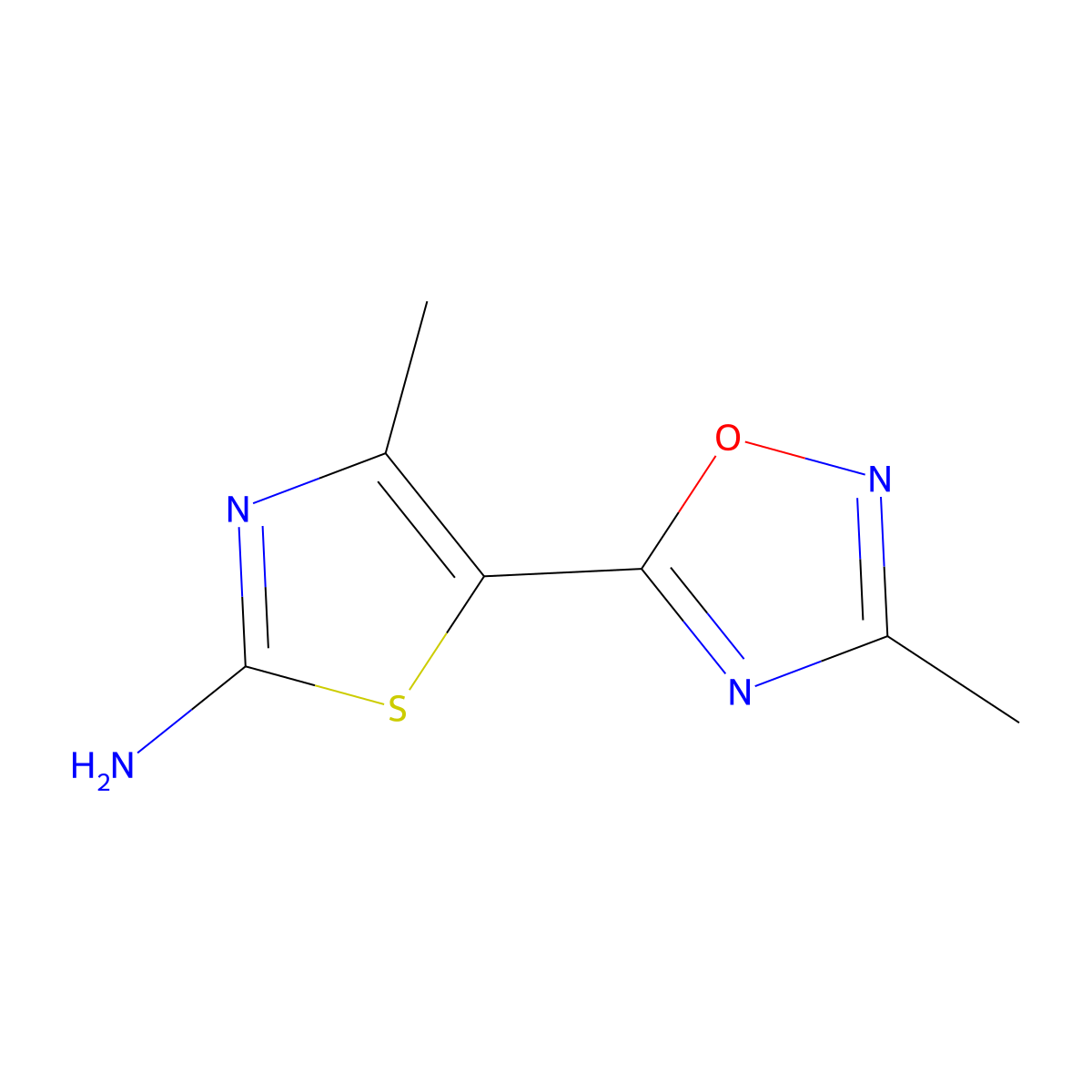 4-Methyl-5-(3-methyl-1,2,4-oxadiazol-5-YL)thiazol-2-amine molecular structure, CAS 1119415-98-3