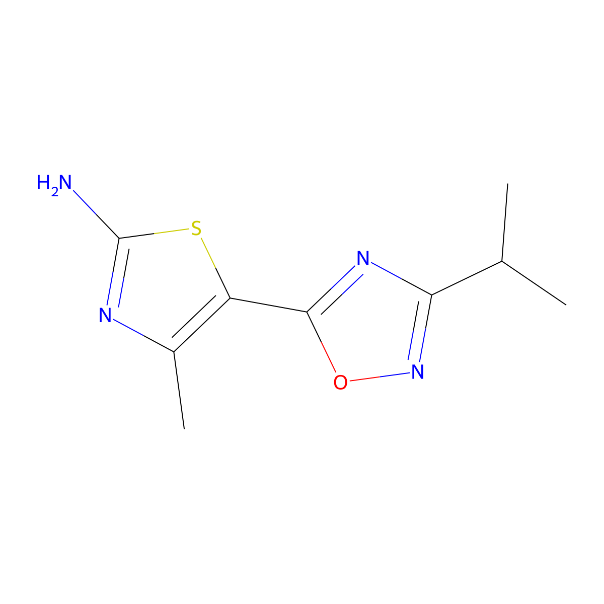 5-(3-Isopropyl-1,2,4-oxadiazol-5-YL)-4-methylthiazol-2-amine molecular structure, CAS 1119416-02-2