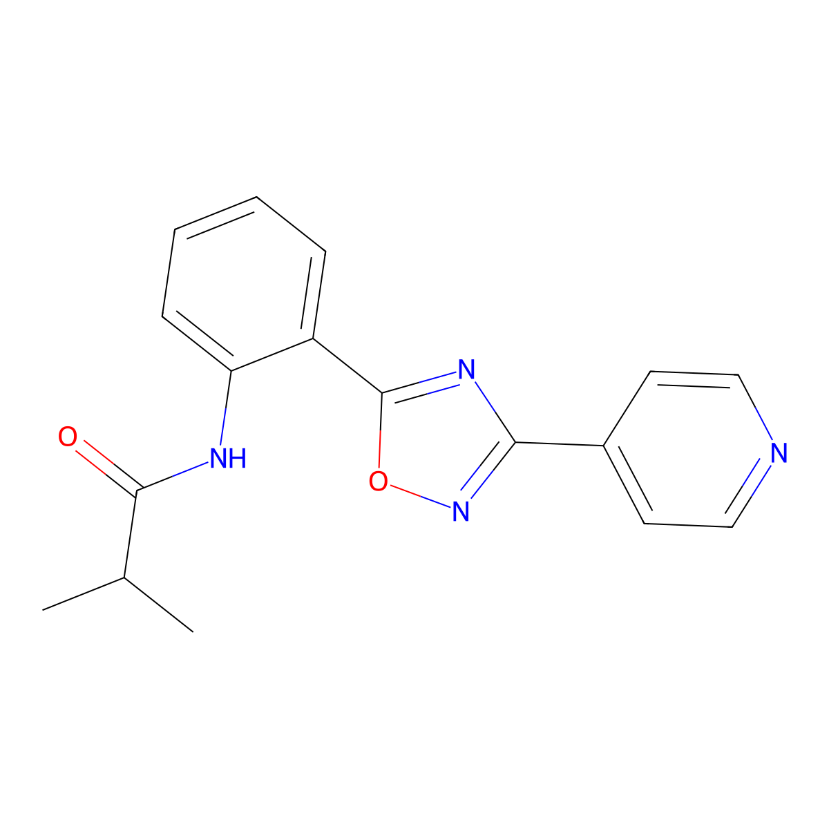 2-methyl-N-{2-[3-(4-pyridinyl)-1,2,4-oxadiazol-5-yl]phenyl}propanamide molecular structure, CAS 1119418-72-2