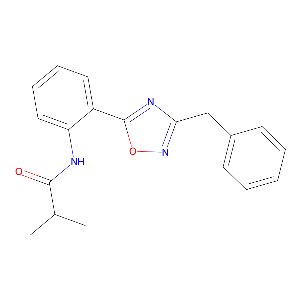 N-[2-(3-benzyl-1,2,4-oxadiazol-5-yl)phenyl]-2-methylpropanamide molecular structure, CAS 1119418-78-8