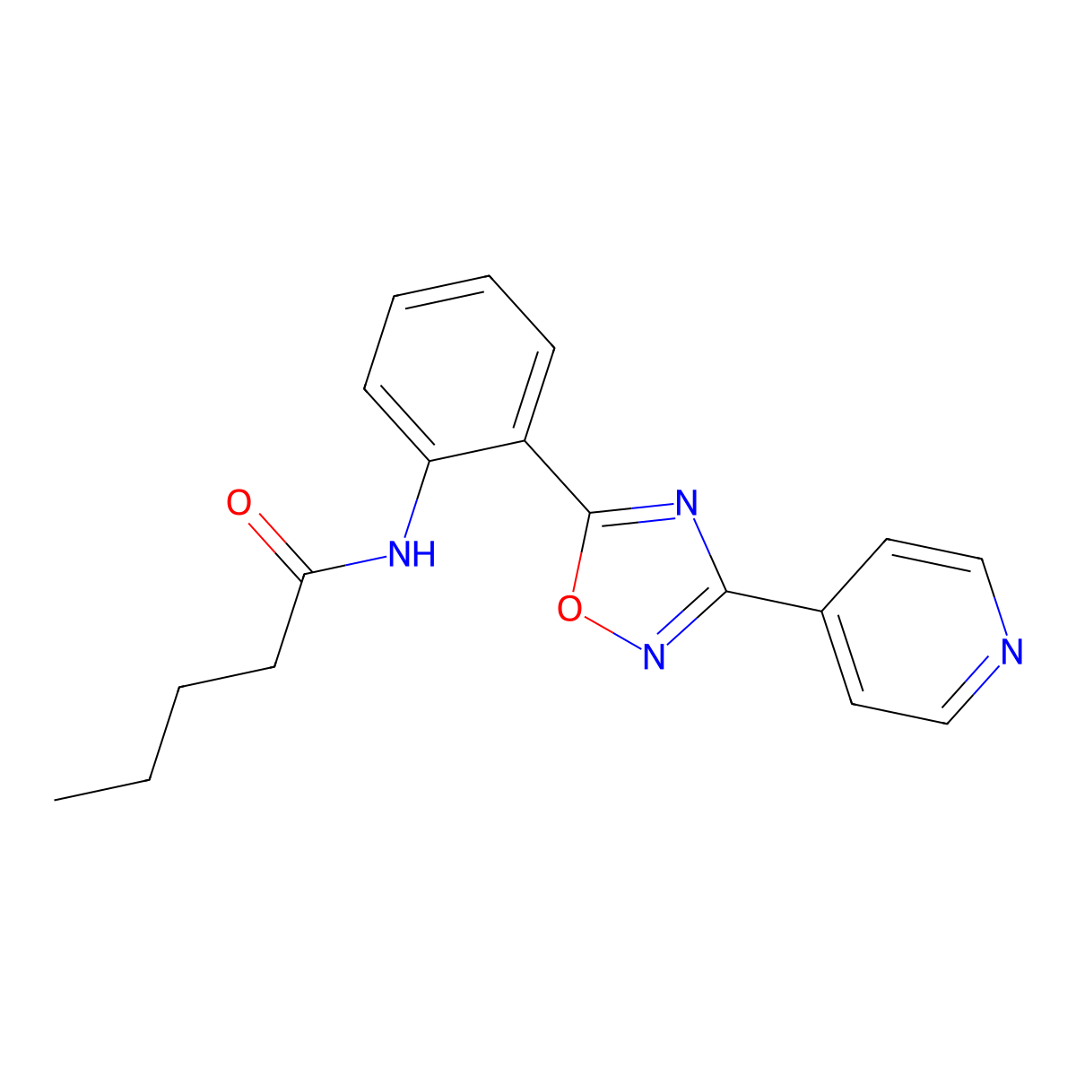 N-(2-(3-(pyridin-4-yl)-1,2,4-oxadiazol-5-yl)phenyl)pentanamide molecular structure, CAS 1119419-02-1
