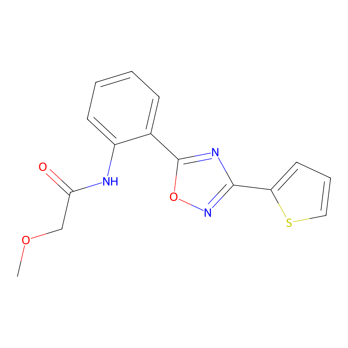 2-methoxy-N-{2-[3-(thiophen-2-yl)-1,2,4-oxadiazol-5-yl]phenyl}acetamide molecular structure, CAS 1119422-97-7