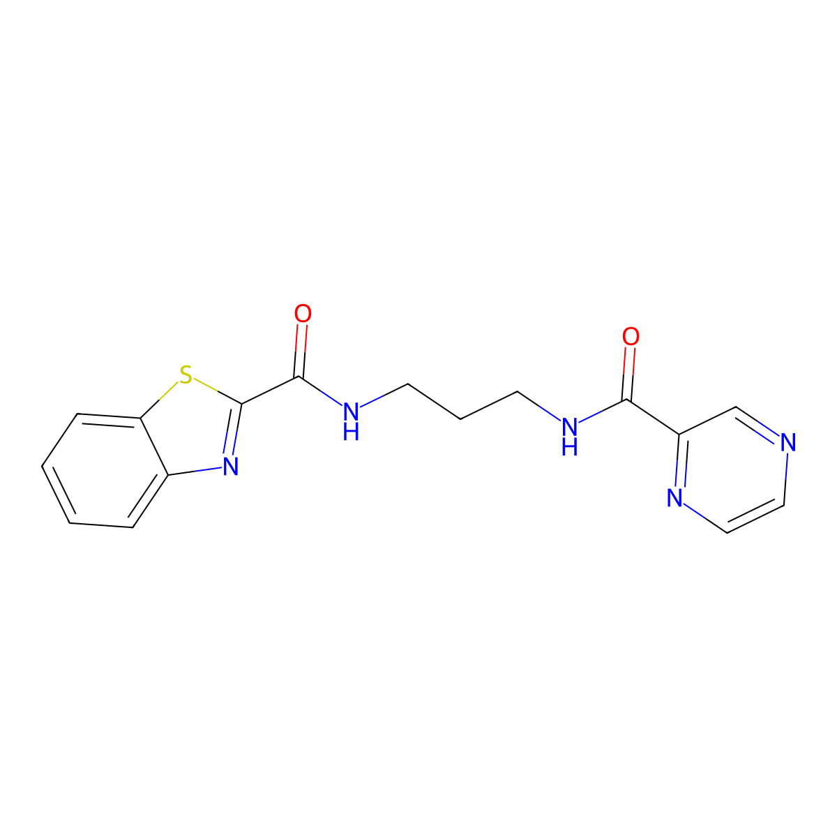 N-{3-[(2-pyrazinylcarbonyl)amino]propyl}-1,3-benzothiazole-2-carboxamide molecular structure, CAS 1119423-11-8