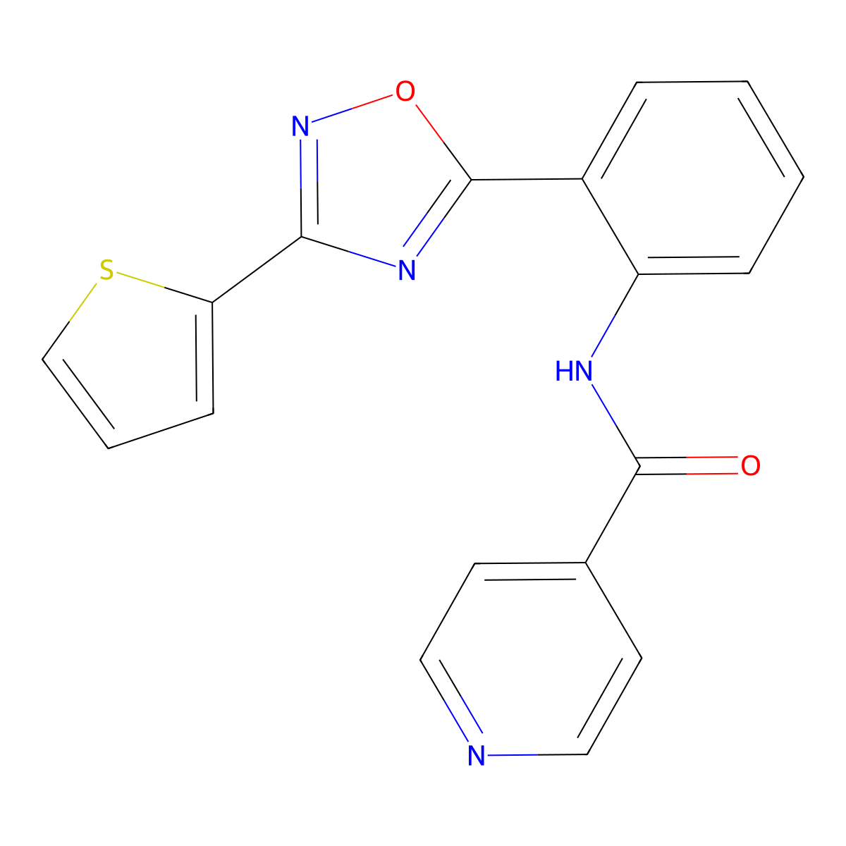 N-{2-[3-(thiophen-2-yl)-1,2,4-oxadiazol-5-yl]phenyl}pyridine-4-carboxamide molecular structure, CAS 1119423-45-8