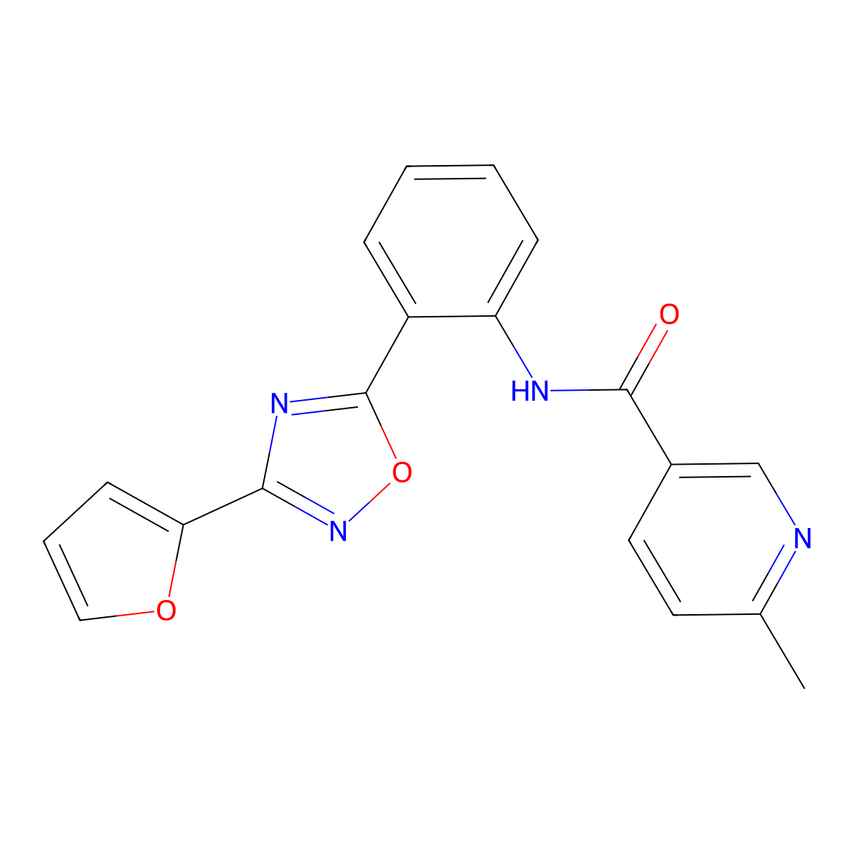 N-[2-[3-(furan-2-yl)-1,2,4-oxadiazol-5-yl]phenyl]-6-methylpyridine-3-carboxamide molecular structure, CAS 1119423-57-2