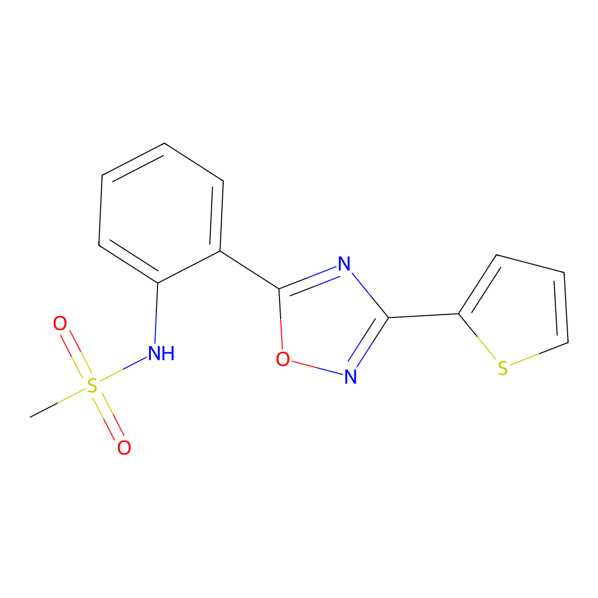 N-{2-[3-(thiophen-2-yl)-1,2,4-oxadiazol-5-yl]phenyl}methanesulfonamide molecular structure, CAS 1119423-73-2