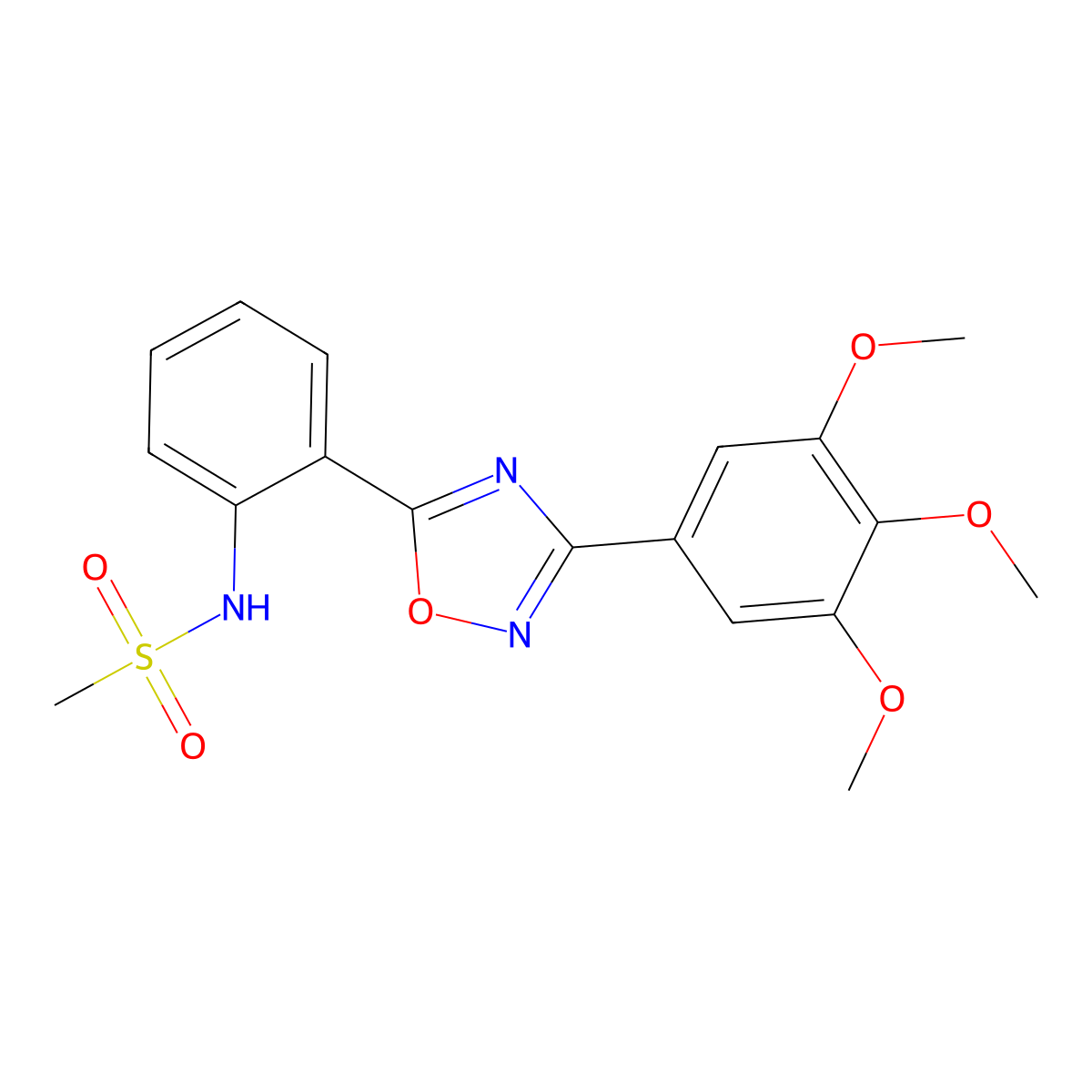 N-{2-[3-(3,4,5-trimethoxyphenyl)-1,2,4-oxadiazol-5-yl]phenyl}methanesulfonamide molecular structure, CAS 1119423-77-6