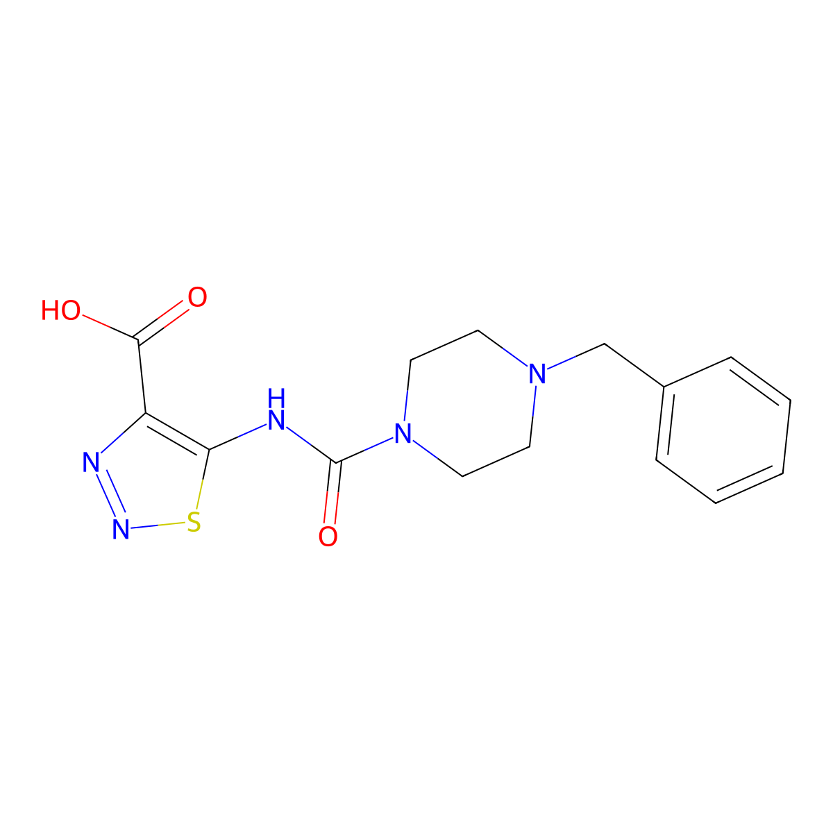 5-{[(4-Benzylpiperazin-1-yl)carbonyl]amino}-1,2,3-thiadiazole-4-carboxylic acid molecular structure, CAS 1119426-48-0