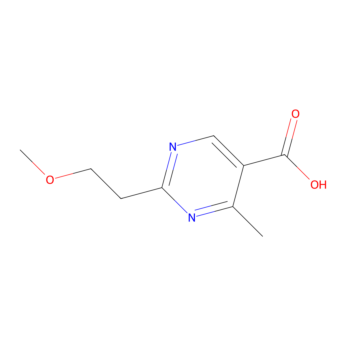 2-(2-Methoxyethyl)-4-methylpyrimidine-5-carboxylic acid molecular structure, CAS 1119427-51-8