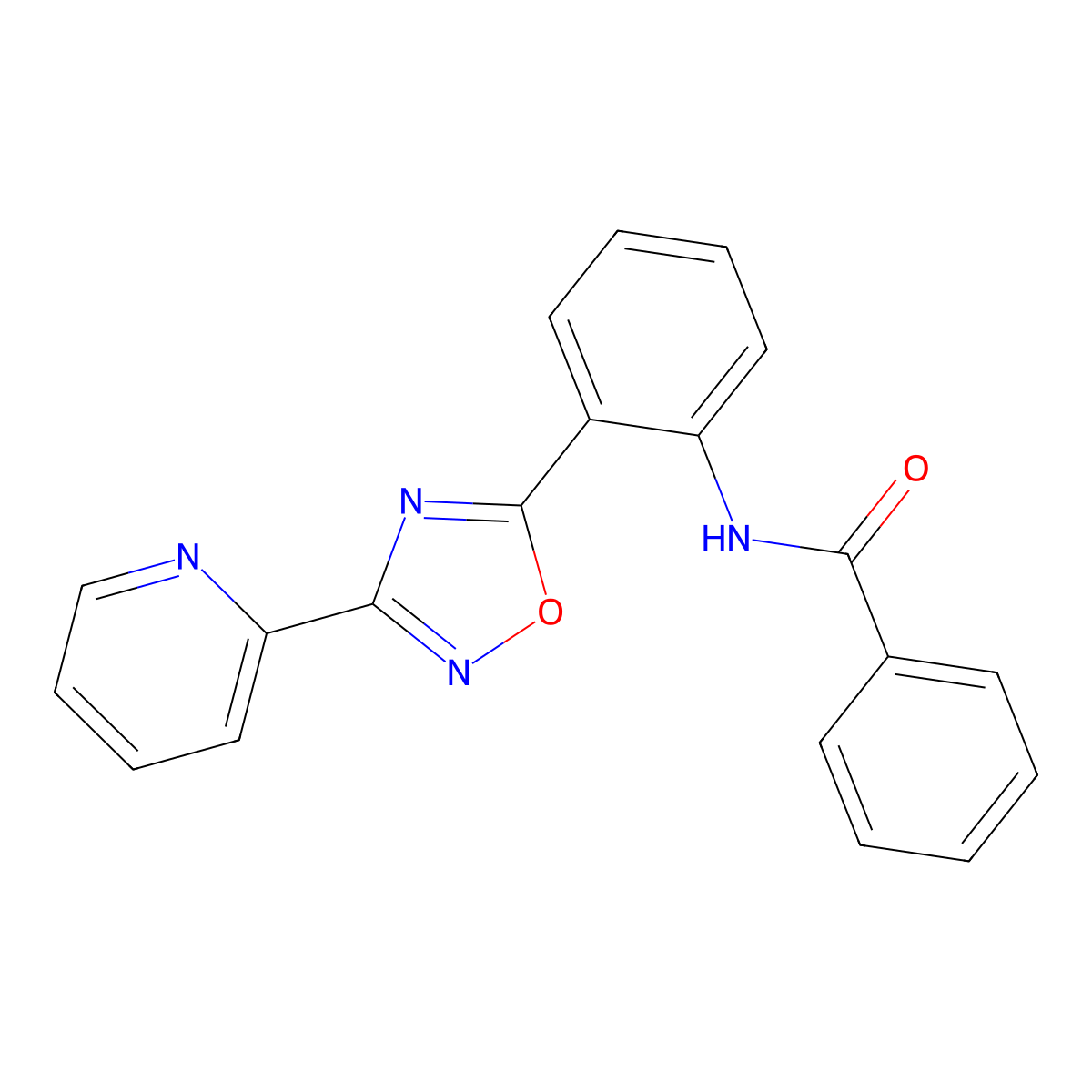N-(2-(3-(pyridin-2-yl)-1,2,4-oxadiazol-5-yl)phenyl)benzamide molecular structure, CAS 1119427-95-0