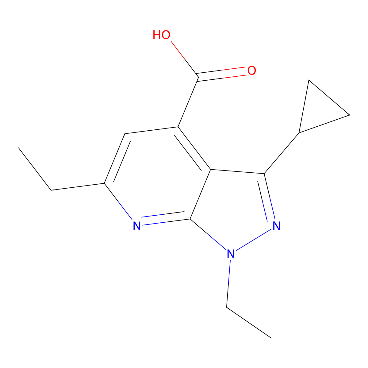 3-cyclopropyl-1,6-diethyl-1H-pyrazolo[3,4-b]pyridine-4-carboxylic acid molecular structure, CAS 1119429-08-1