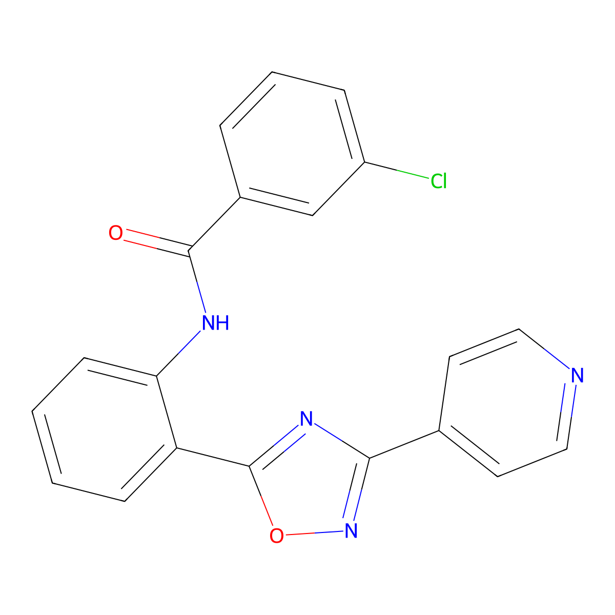 3-chloro-N-{2-[3-(4-pyridinyl)-1,2,4-oxadiazol-5-yl]phenyl}benzamide molecular structure, CAS 1119429-50-3