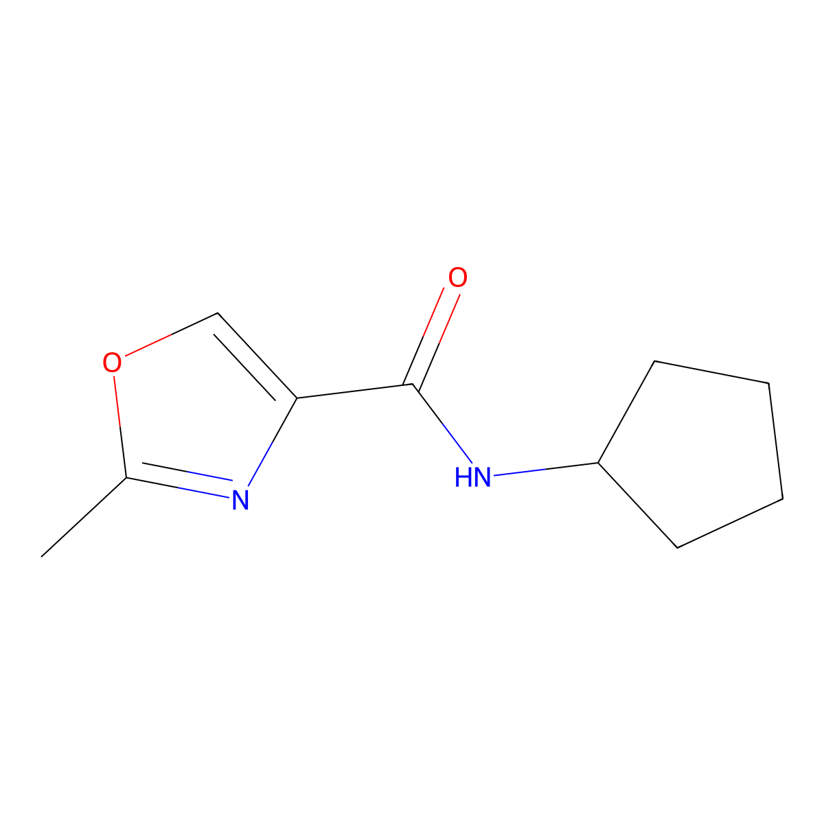N-cyclopentyl-2-methyl-1,3-oxazole-4-carboxamide molecular structure, CAS 1119429-94-5