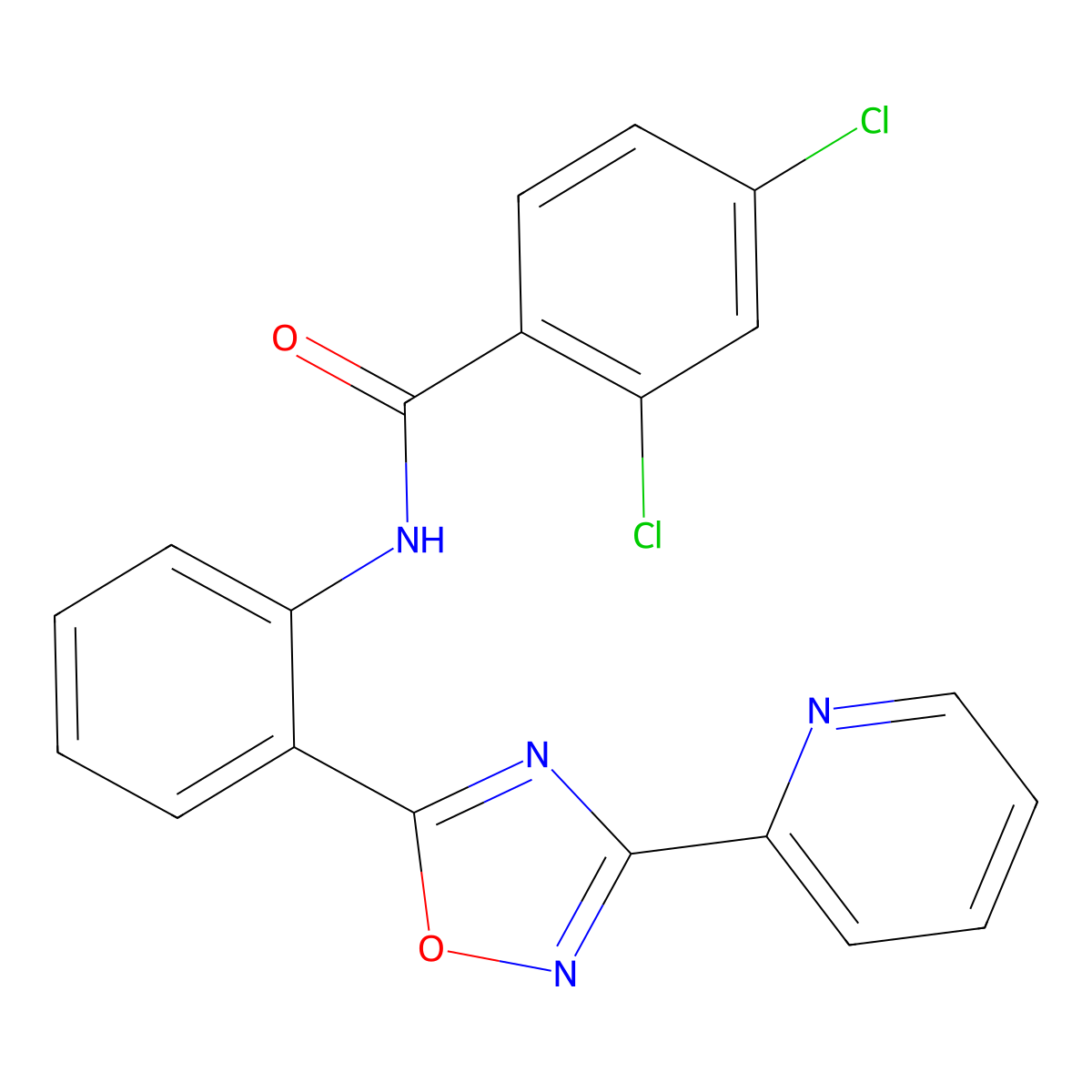 2,4-dichloro-N-{2-[3-(2-pyridinyl)-1,2,4-oxadiazol-5-yl]phenyl}benzamide molecular structure, CAS 1119430-07-7