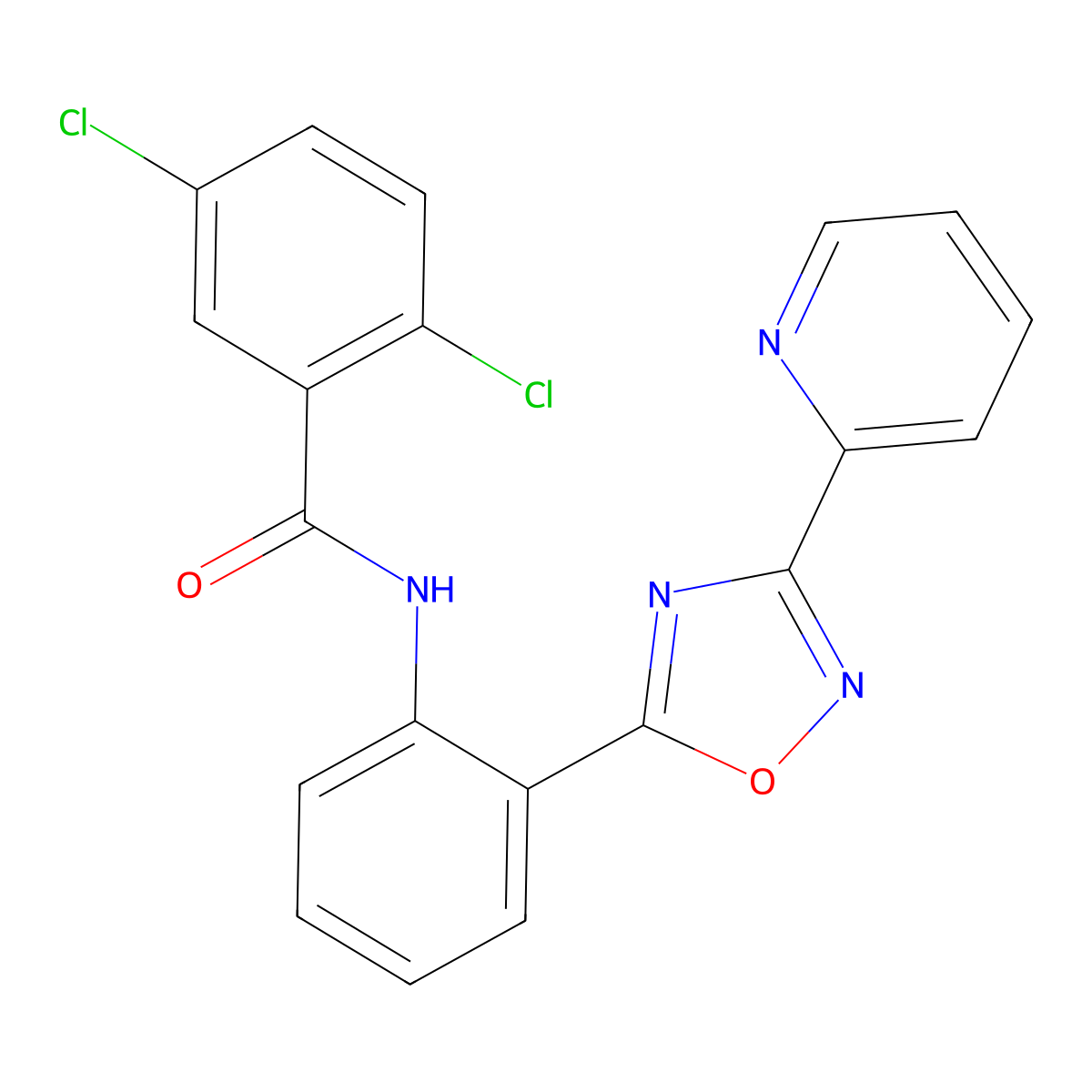 2,5-dichloro-N-{2-[3-(2-pyridinyl)-1,2,4-oxadiazol-5-yl]phenyl}benzamide molecular structure, CAS 1119430-19-1