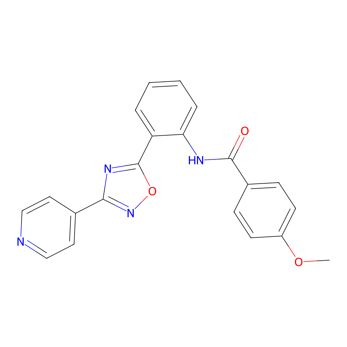 4-methoxy-N-{2-[3-(4-pyridinyl)-1,2,4-oxadiazol-5-yl]phenyl}benzamide molecular structure, CAS 1119434-11-5