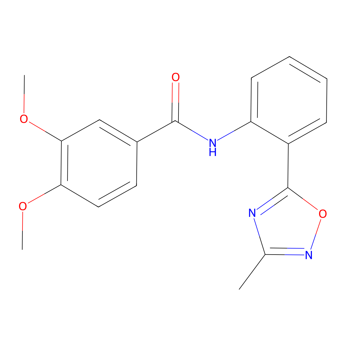 3,4-dimethoxy-N-[2-(3-methyl-1,2,4-oxadiazol-5-yl)phenyl]benzamide molecular structure, CAS 1119435-17-4